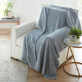 Crafted by Catherine Heathered Cozy Knit Throw Blanket 60" x 70" Inches, Soft Comfy Decorative Throw for Couch Bed Sofa Travel, Lotus Heathered