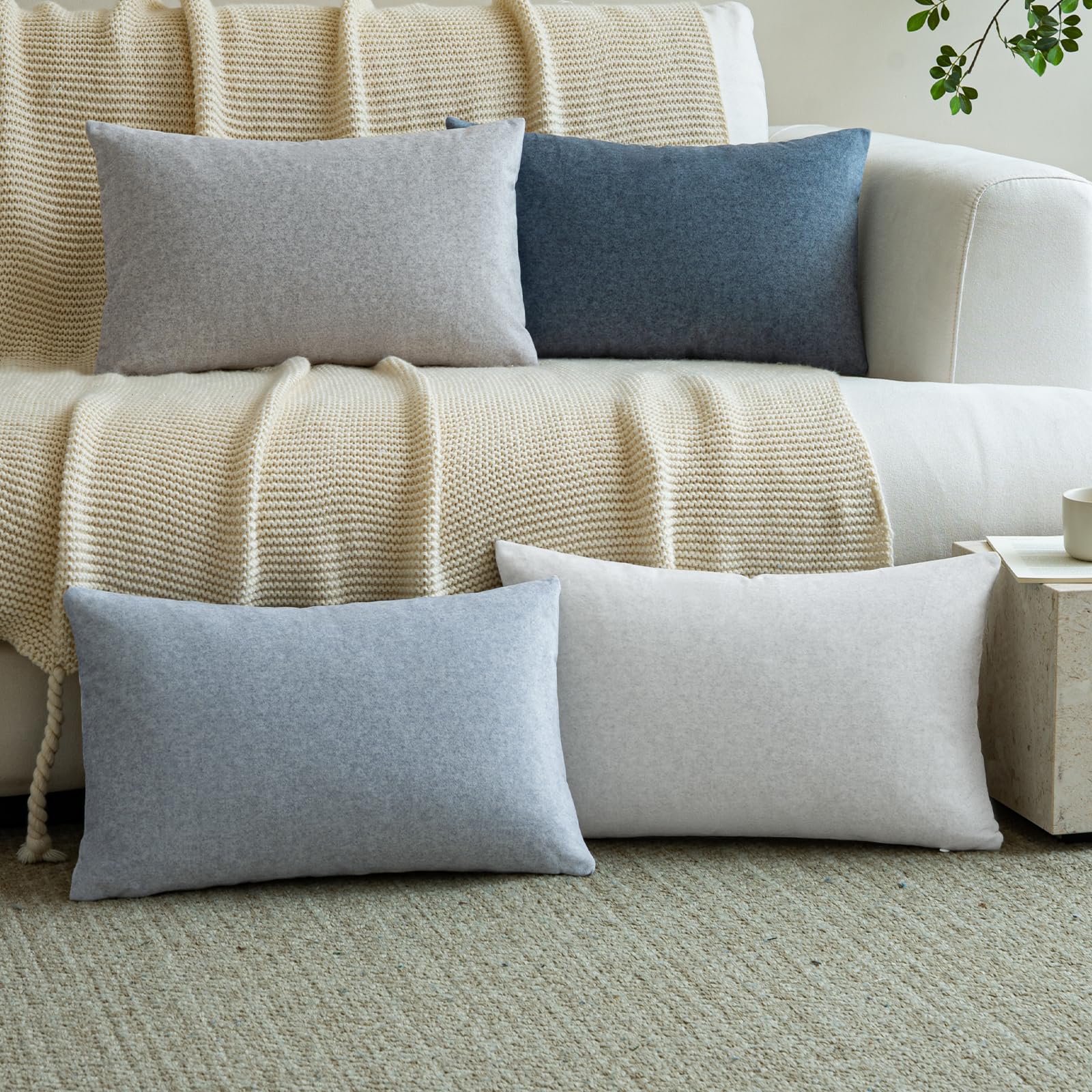 a moment Waterproof Throw Pillow Covers Set of 4,20x20 Inch Outdoor Stain Resistant Pet Friendly Pillowcases Cushion Covers for Patio Sofa and Living Room,Green