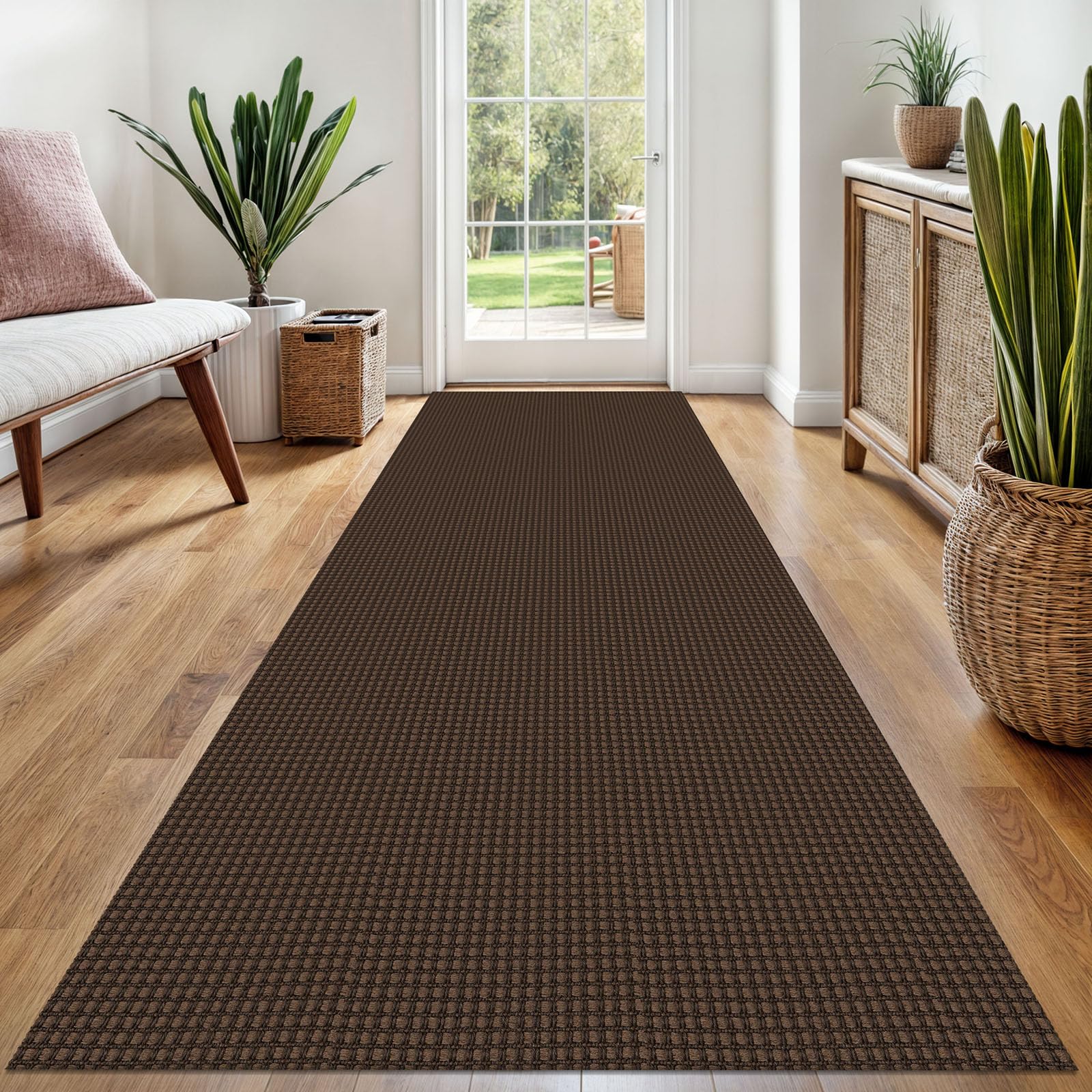 EARTHALL Woven Area Rug 4x6 Ft Washable Rugs for Entryway Non Slip Braided Throw Rugs Bedroom Carpet Cotton Entry Rug Cotton Floor Carpets for Bedroom Dining Room Living Room, Orange/Tan/Brown