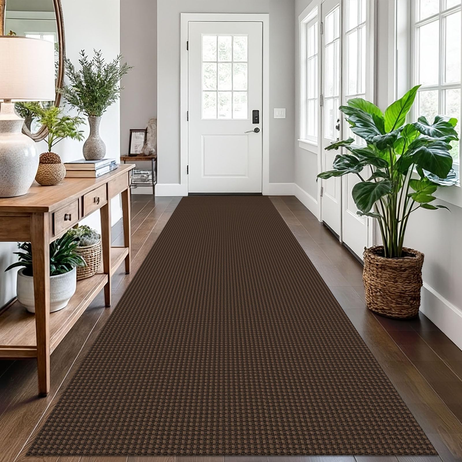 EARTHALL Woven Area Rug 4x6 Ft Washable Rugs for Entryway Non Slip Braided Throw Rugs Bedroom Carpet Cotton Entry Rug Cotton Floor Carpets for Bedroom Dining Room Living Room, Orange/Tan/Brown