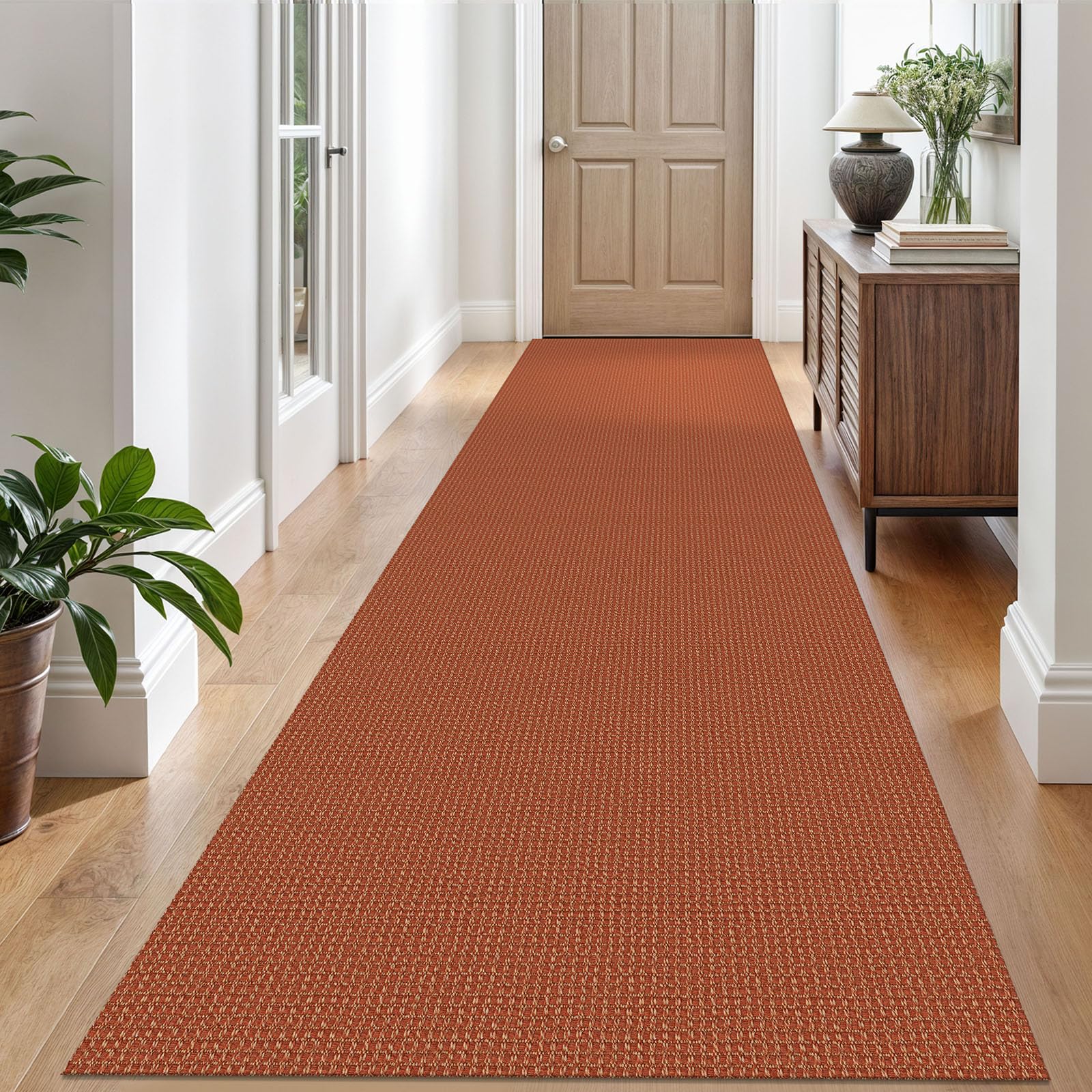 EARTHALL Woven Area Rug 4x6 Ft Washable Rugs for Entryway Non Slip Braided Throw Rugs Bedroom Carpet Cotton Entry Rug Cotton Floor Carpets for Bedroom Dining Room Living Room, Orange/Tan/Brown
