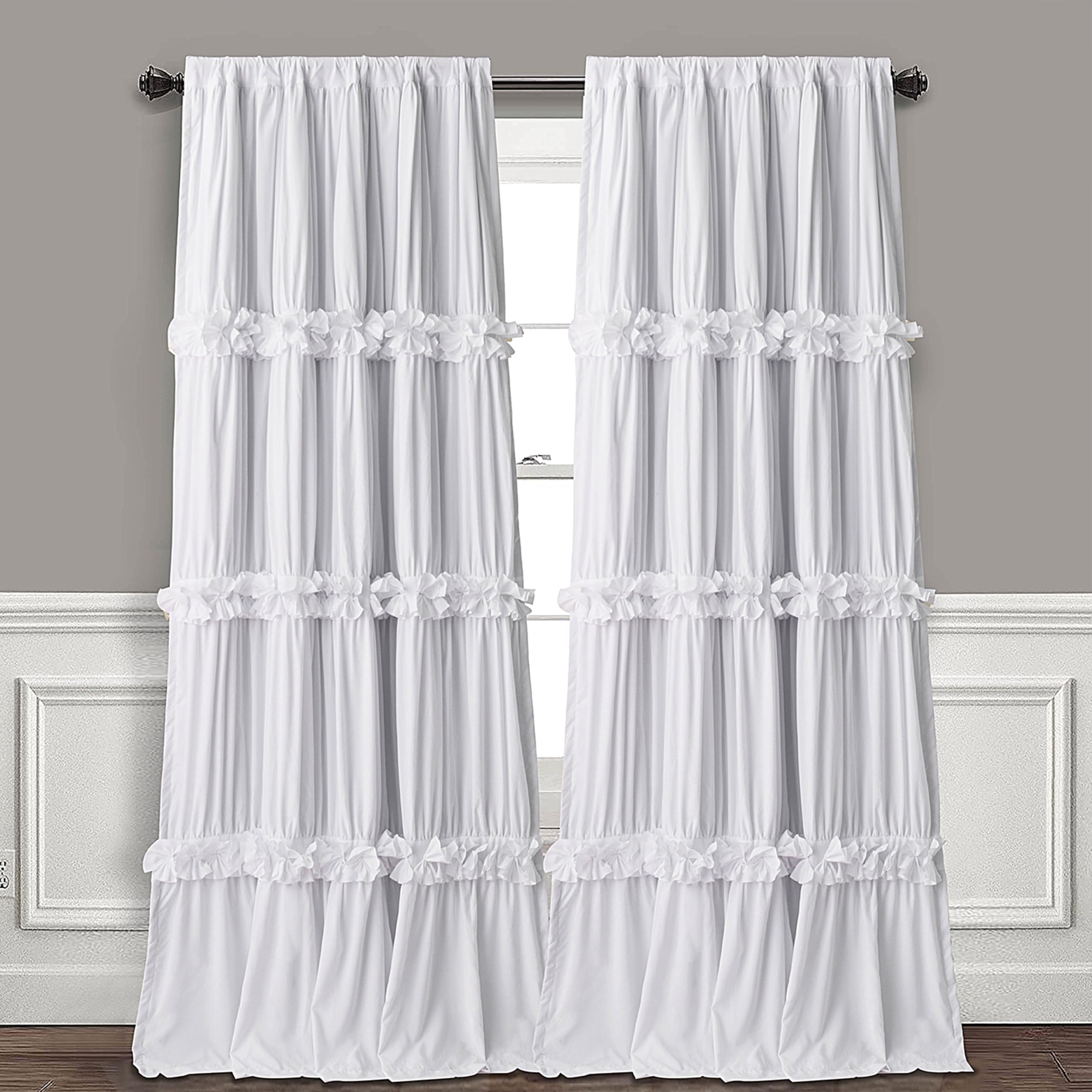 Homechoice Decor Thermal Insulated Blackout Window Curtains, 54" W x 84" L (Pair), Boho Ruched Window Treatments with 3 Rows of Butterfly Flowers, Rustic Rod Pocket Drapes for Room, Camel (LQ-30)