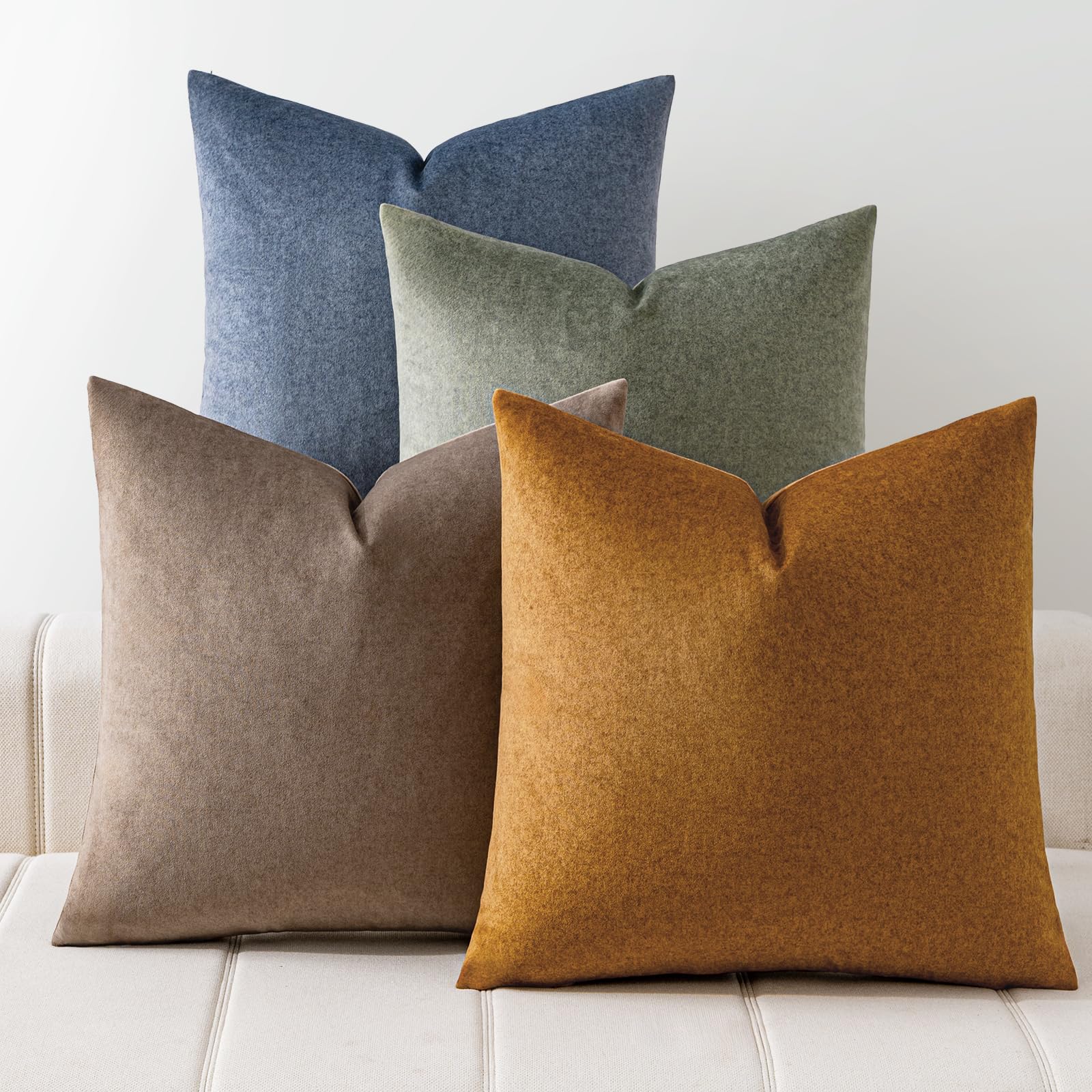a moment Waterproof Throw Pillow Covers Set of 4,20x20 Inch Outdoor Stain Resistant Pet Friendly Pillowcases Cushion Covers for Patio Sofa and Living Room,Green