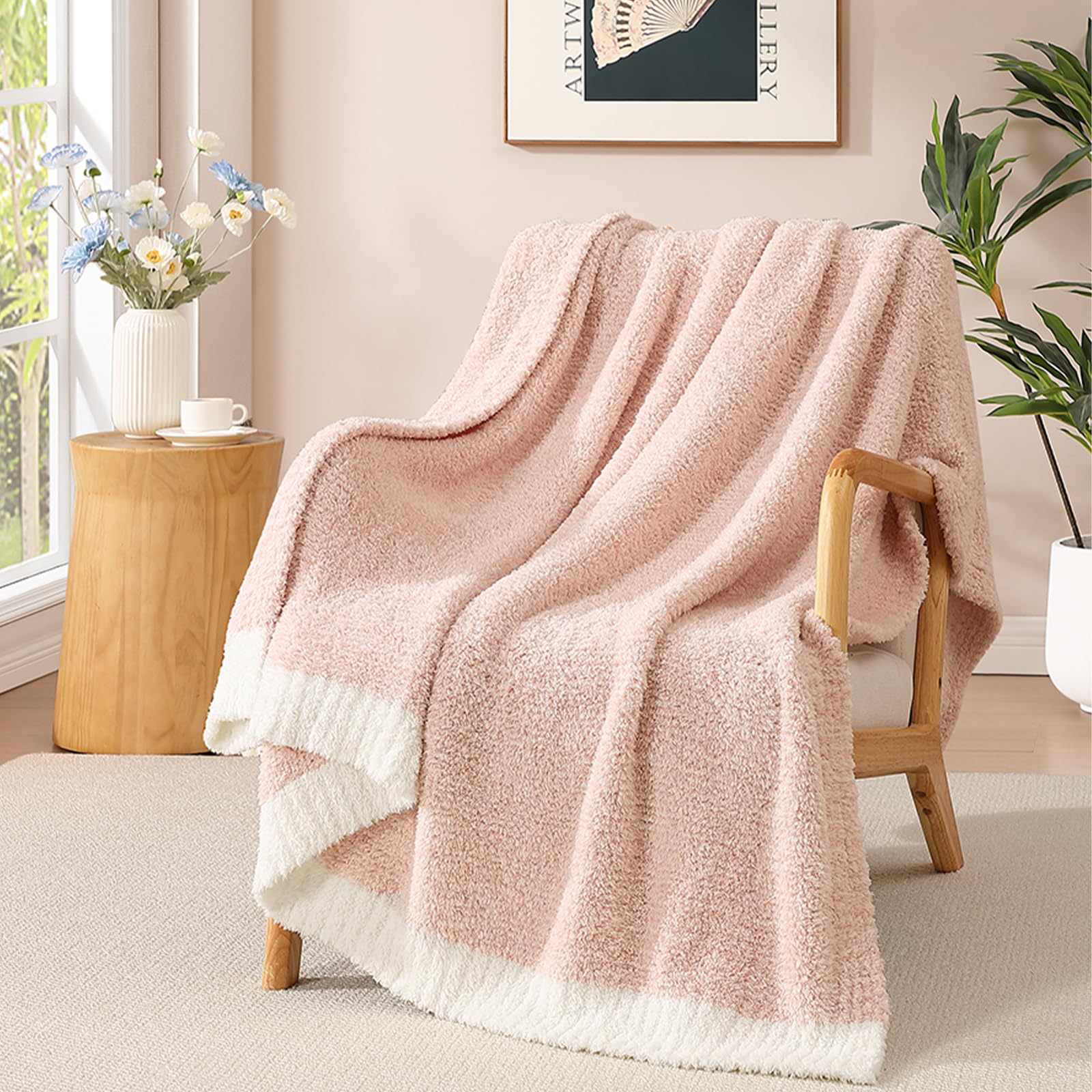 WRENSONGE Throw Blanket Cationic Dyeing Taupe Soft Cozy Fluffy Warm Hand Made Throw Blankets for Couch, Sofa, Chair, Bed, Camping, Picnic, Travel Lightweight Bed Blanket - 50"*60"