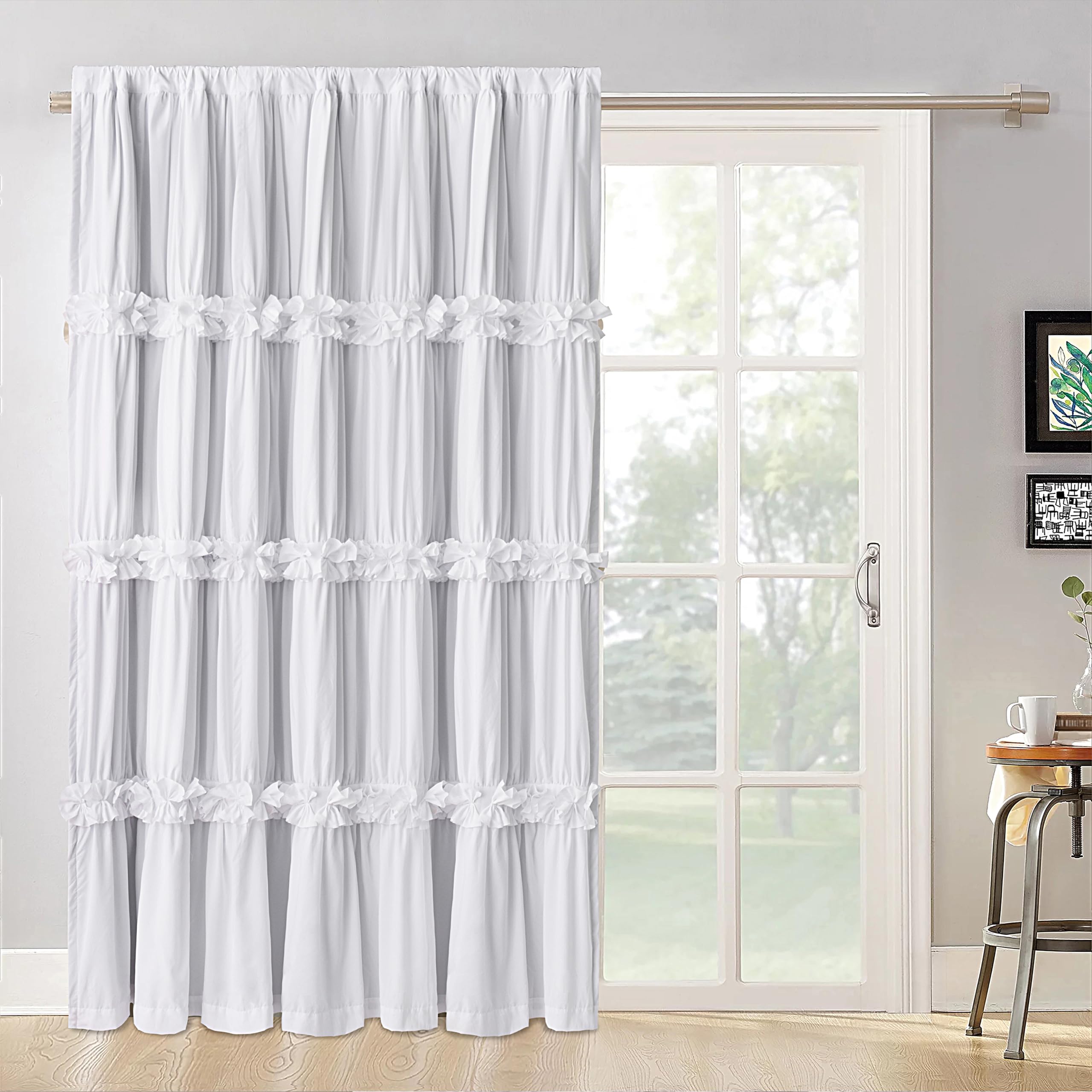 Homechoice Decor Thermal Insulated Blackout Window Curtains, 54" W x 84" L (Pair), Boho Ruched Window Treatments with 3 Rows of Butterfly Flowers, Rustic Rod Pocket Drapes for Room, Camel (LQ-30)
