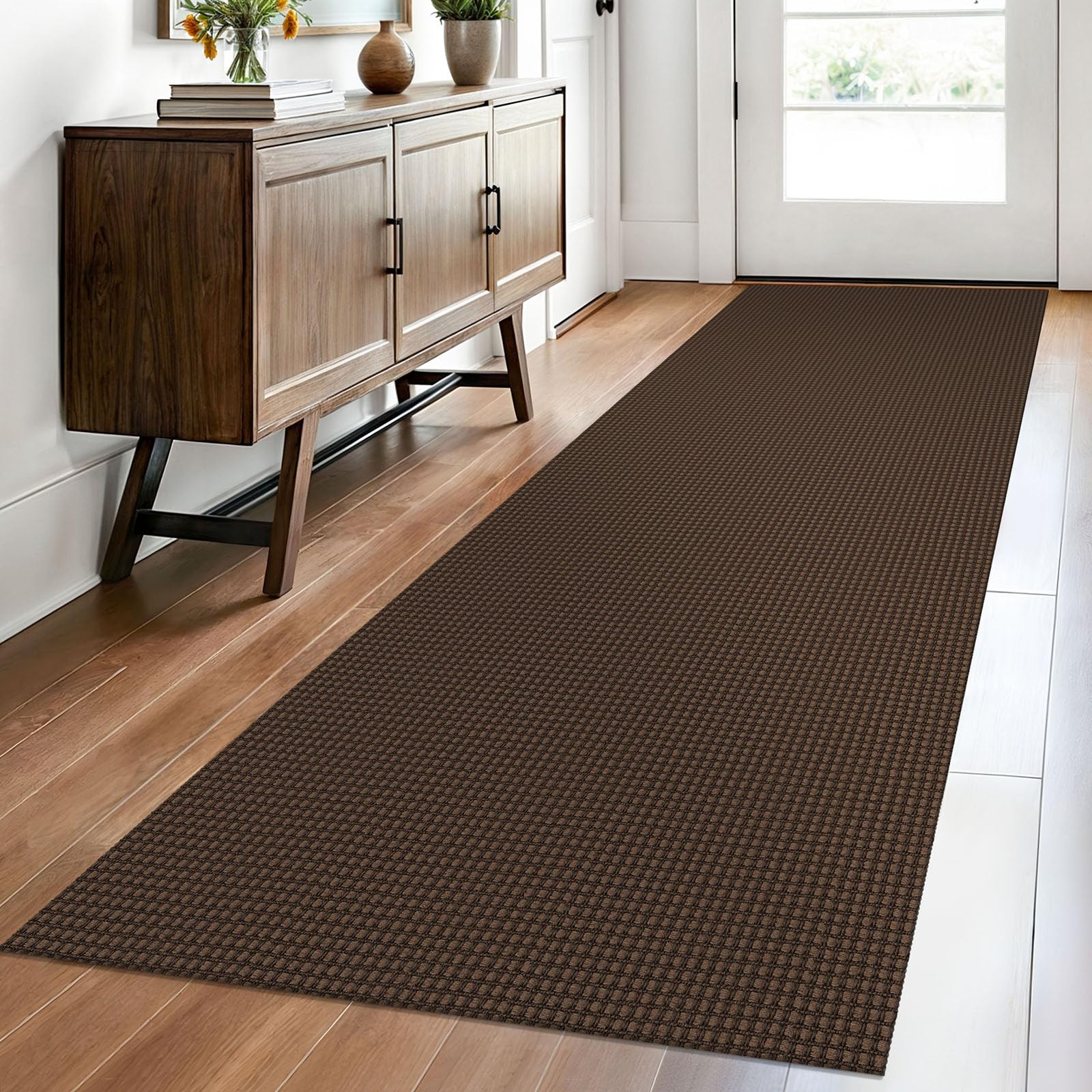 EARTHALL Woven Area Rug 4x6 Ft Washable Rugs for Entryway Non Slip Braided Throw Rugs Bedroom Carpet Cotton Entry Rug Cotton Floor Carpets for Bedroom Dining Room Living Room, Orange/Tan/Brown