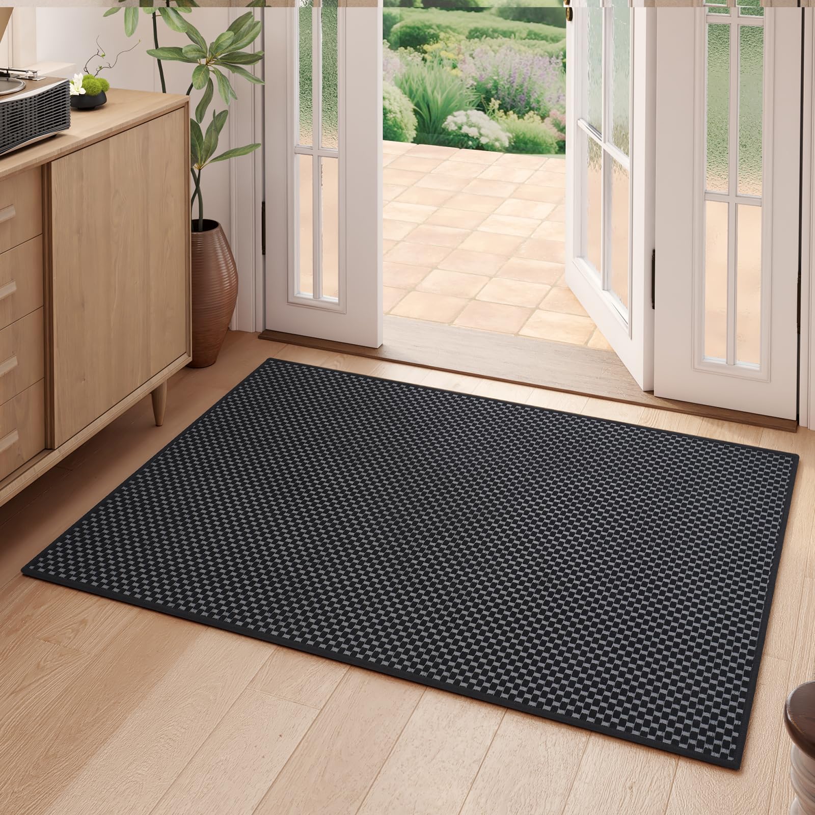 YDKGL Boho Washable Area Rugs 5x7 ft, Non Slip Area Rug for Living Room, Braided Office Rugs Bedroom Rug Woven Washable Indoor Floor Carpets for Office Dining Bedroom Living Room, Easy to Clean, Brown