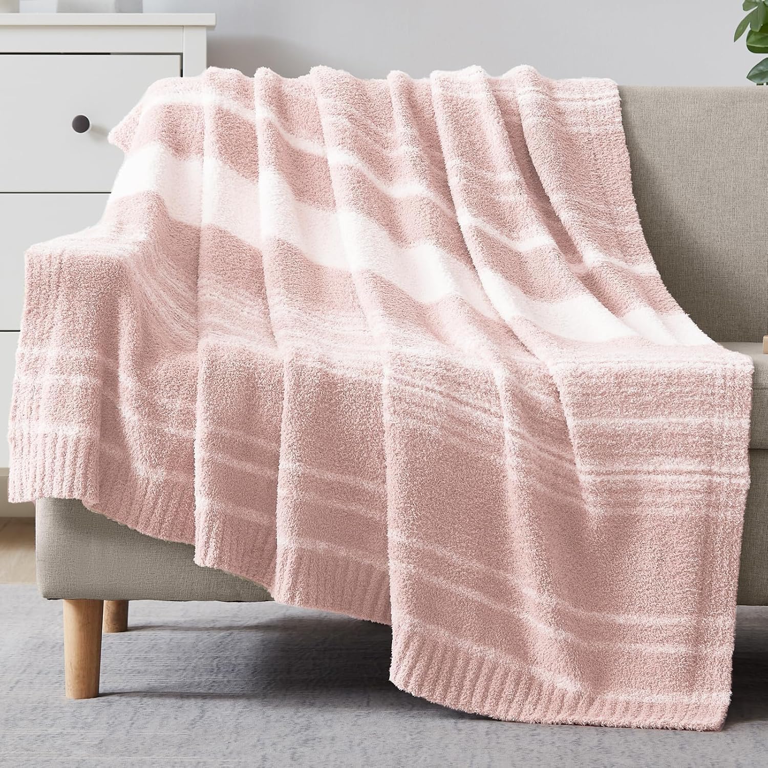 WRENSONGE Throw Blanket Cationic Dyeing Taupe Soft Cozy Fluffy Warm Hand Made Throw Blankets for Couch, Sofa, Chair, Bed, Camping, Picnic, Travel Lightweight Bed Blanket - 50"*60"