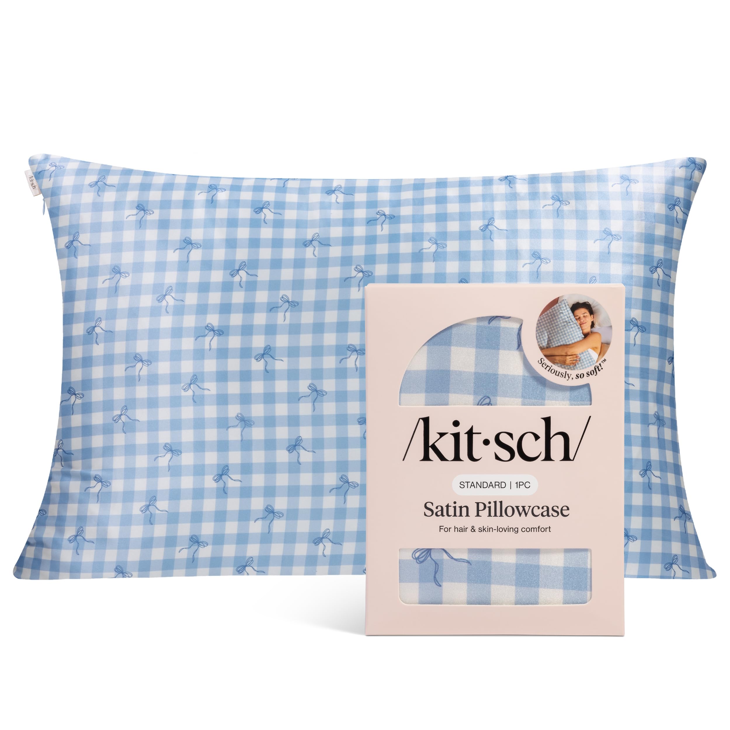 Kitsch Satin Pillowcase with Zipper for Hair & Skin - Softer Than Silk Pillow Cases, Smooth Cooling Satin Pillow Case, Wrinkle-Free, Machine Washable - Pillow Cases Standard Size (19x26), Ivory 2pcs
