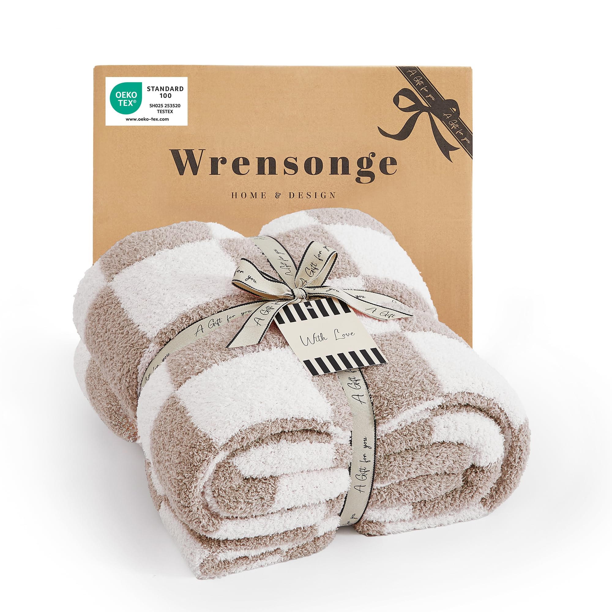 WRENSONGE Throw Blanket Cationic Dyeing Taupe Soft Cozy Fluffy Warm Hand Made Throw Blankets for Couch, Sofa, Chair, Bed, Camping, Picnic, Travel Lightweight Bed Blanket - 50"*60"