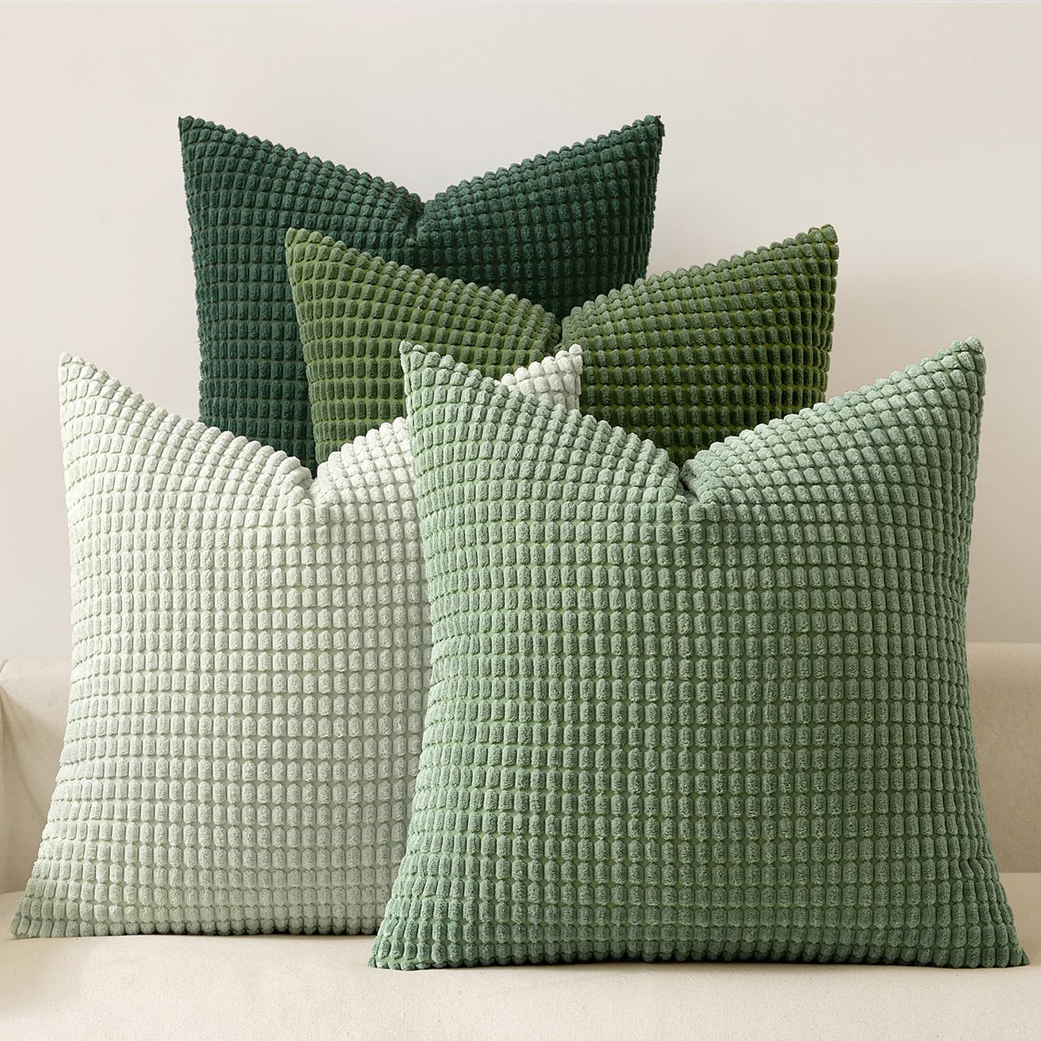 MIULEE Timeless Neutral Pillow Covers 18x18 Inch Set of 4 Mid Century Modern Grey Throw Pillows Rustic Corduroy Couch Pillowcases Nordic Home Decor for Sofa Living Room Bed