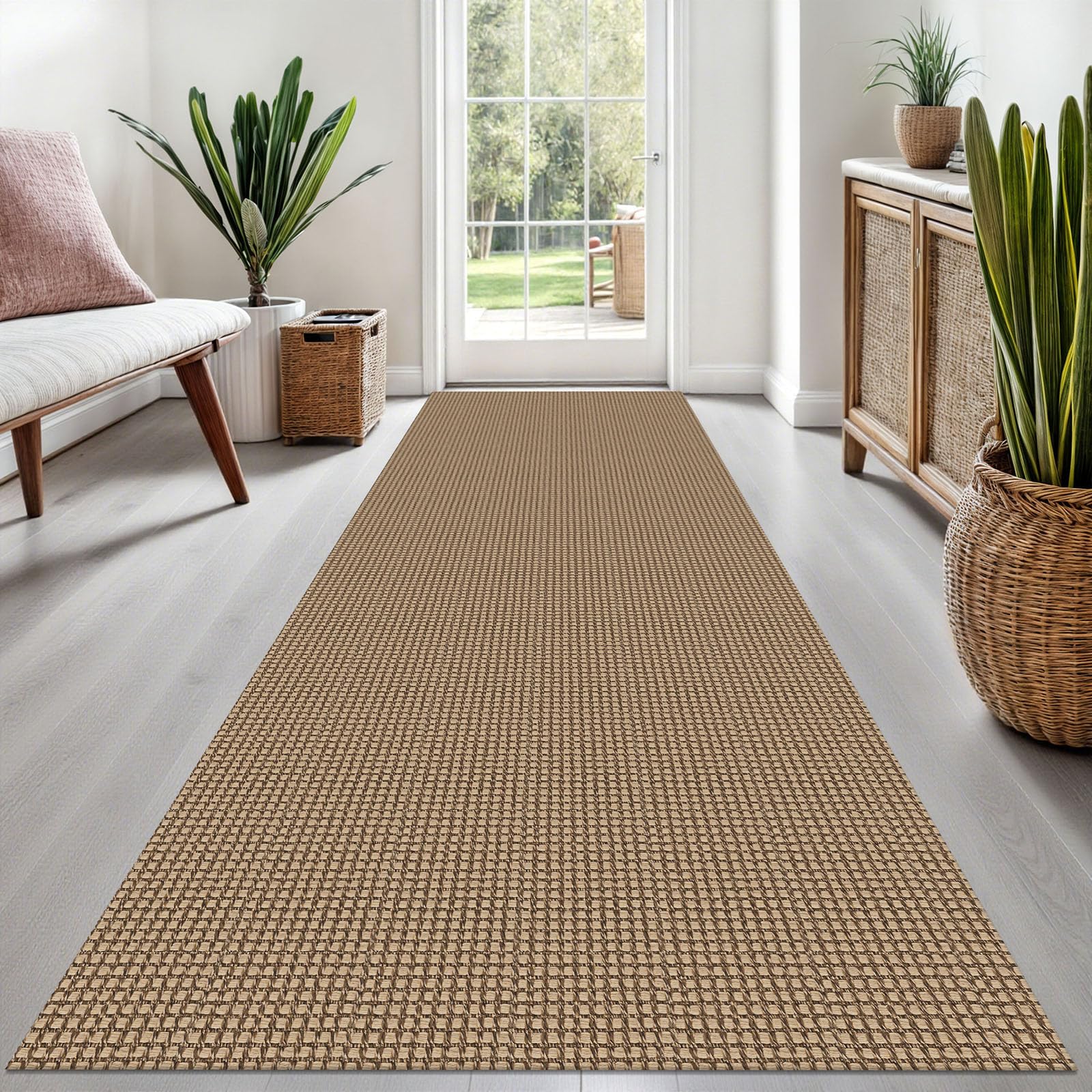 EARTHALL Woven Area Rug 4x6 Ft Washable Rugs for Entryway Non Slip Braided Throw Rugs Bedroom Carpet Cotton Entry Rug Cotton Floor Carpets for Bedroom Dining Room Living Room, Orange/Tan/Brown