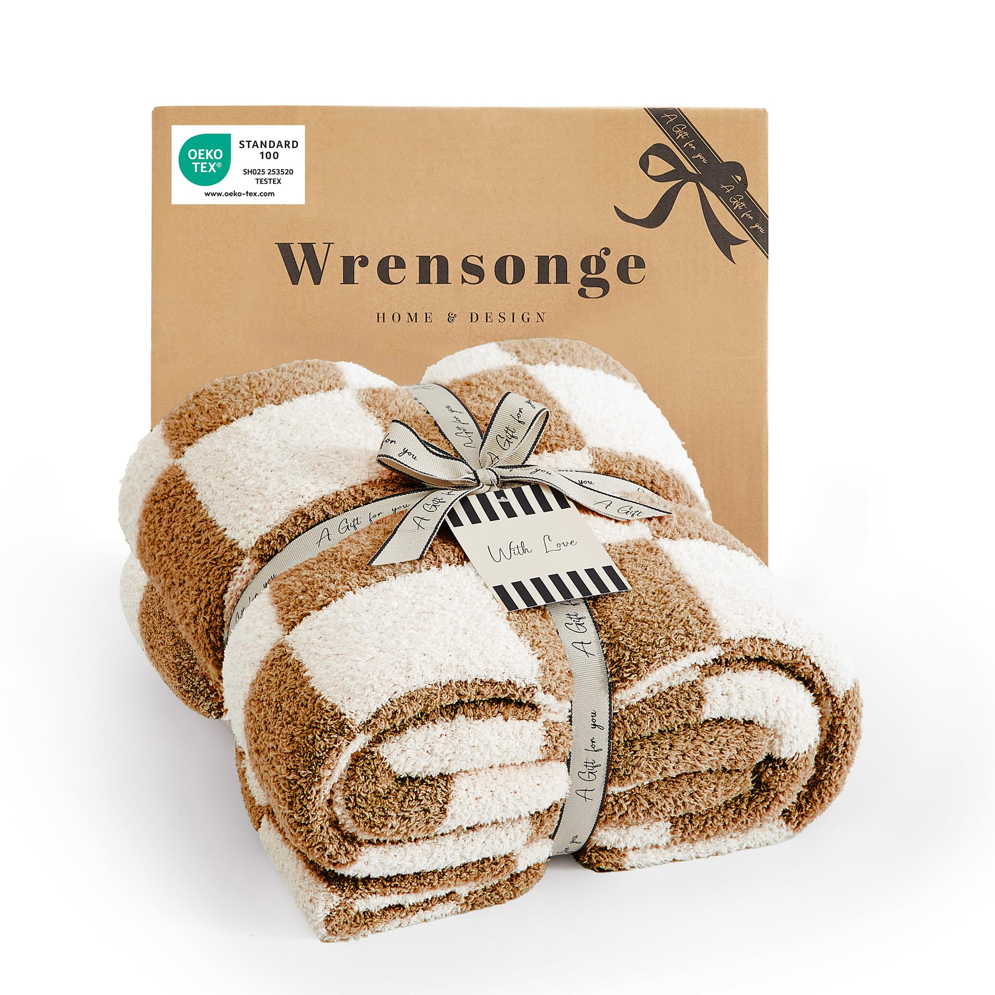 WRENSONGE Throw Blanket Cationic Dyeing Taupe Soft Cozy Fluffy Warm Hand Made Throw Blankets for Couch, Sofa, Chair, Bed, Camping, Picnic, Travel Lightweight Bed Blanket - 50"*60"