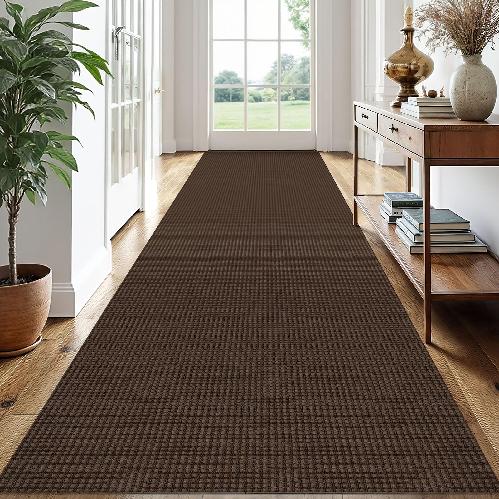 EARTHALL Woven Area Rug 4x6 Ft Washable Rugs for Entryway Non Slip Braided Throw Rugs Bedroom Carpet Cotton Entry Rug Cotton Floor Carpets for Bedroom Dining Room Living Room, Orange/Tan/Brown
