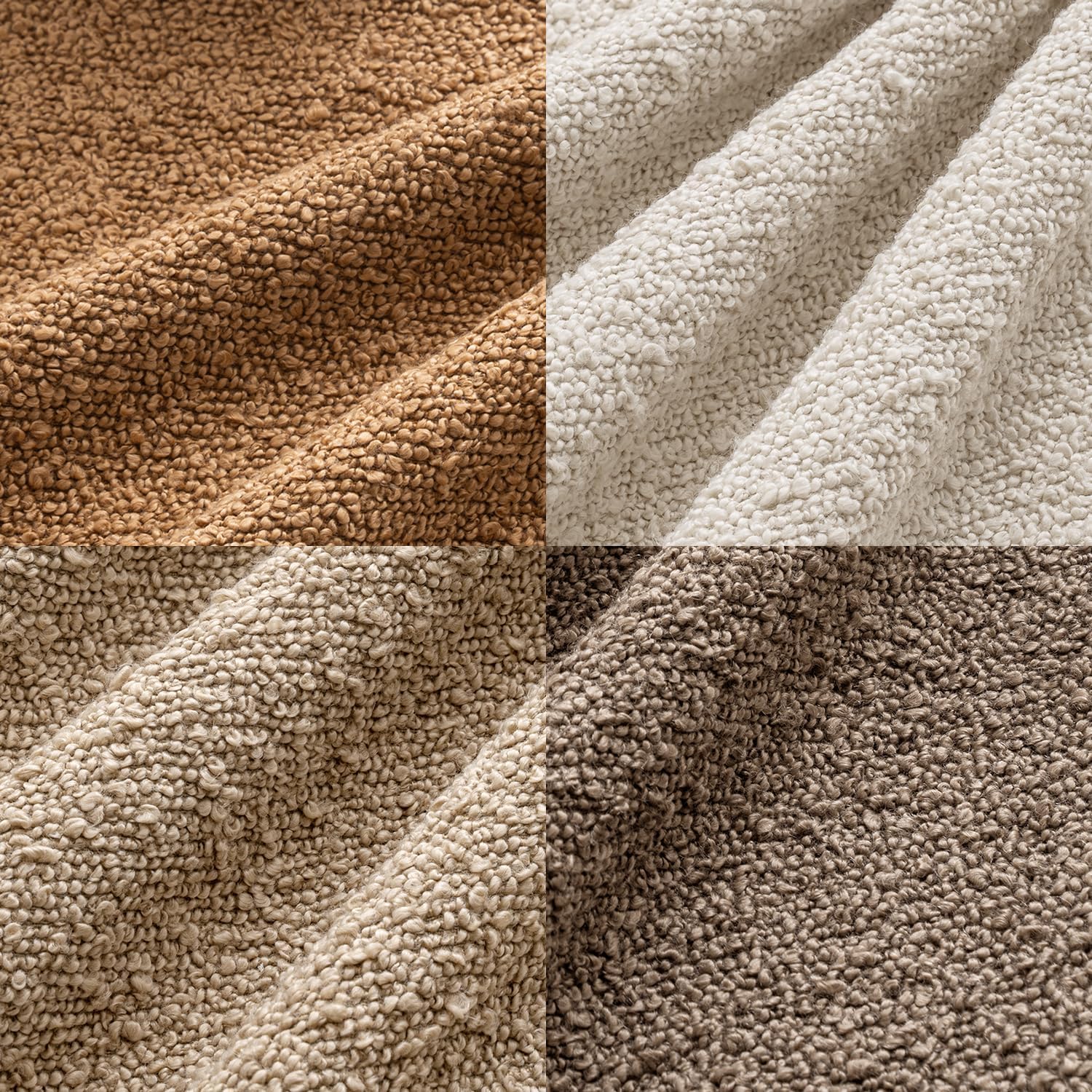 MIULEE Pack of 4 Decorative Textured Boucle Throw Pillow Covers 20x20 Inch Neutral Brown Accent Solid Pillow Cases Couch Cushion Covers for Modern Farmhouse Boho Chair Sofa Bed Livingroom Home Decor