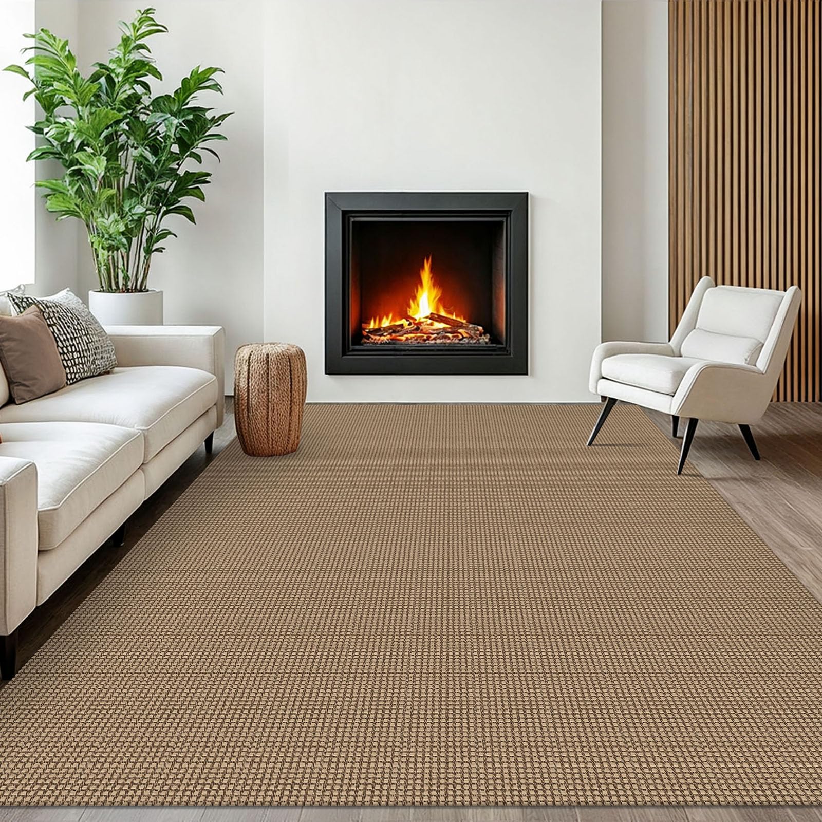 EARTHALL Woven Area Rug 4x6 Ft Washable Rugs for Entryway Non Slip Braided Throw Rugs Bedroom Carpet Cotton Entry Rug Cotton Floor Carpets for Bedroom Dining Room Living Room, Orange/Tan/Brown
