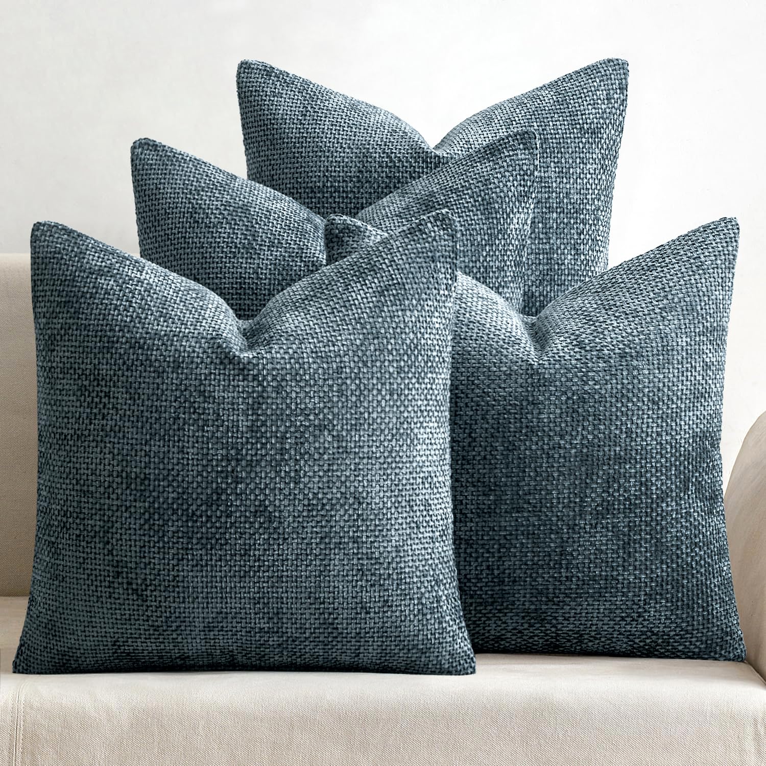 MIULEE Pack of 4 Couch Throw Pillow Covers 20x20 Inch Cream Soft Decorative Chenille Pillow Covers Farmhouse Accent Cushion Covers for Boho Spring Home Decor Sofa Bedroom Living Room