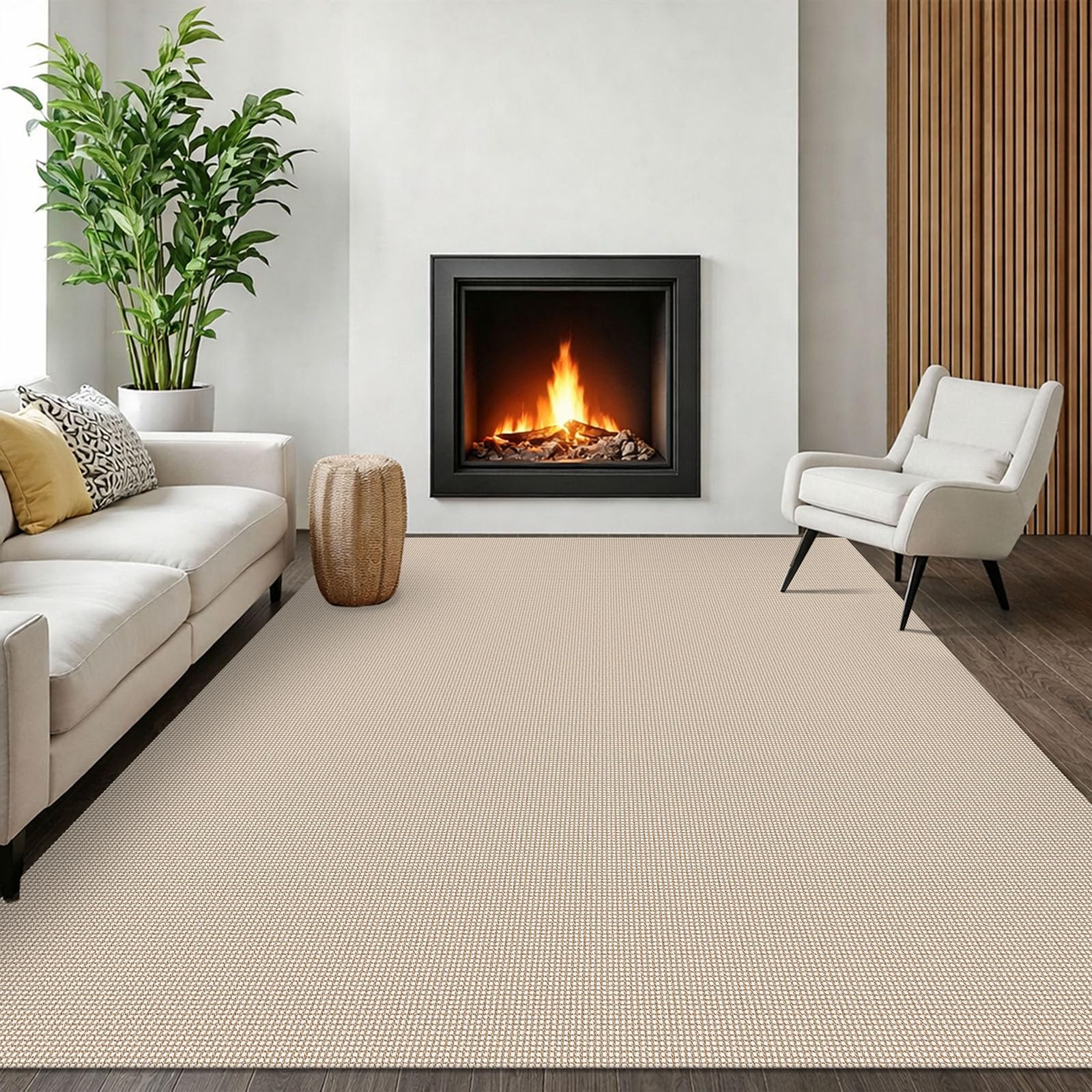 EARTHALL Woven Area Rug 4x6 Ft Washable Rugs for Entryway Non Slip Braided Throw Rugs Bedroom Carpet Cotton Entry Rug Cotton Floor Carpets for Bedroom Dining Room Living Room, Orange/Tan/Brown