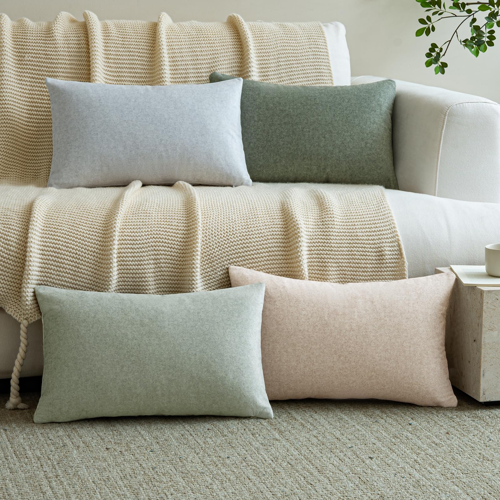 a moment Waterproof Throw Pillow Covers Set of 4,20x20 Inch Outdoor Stain Resistant Pet Friendly Pillowcases Cushion Covers for Patio Sofa and Living Room,Green