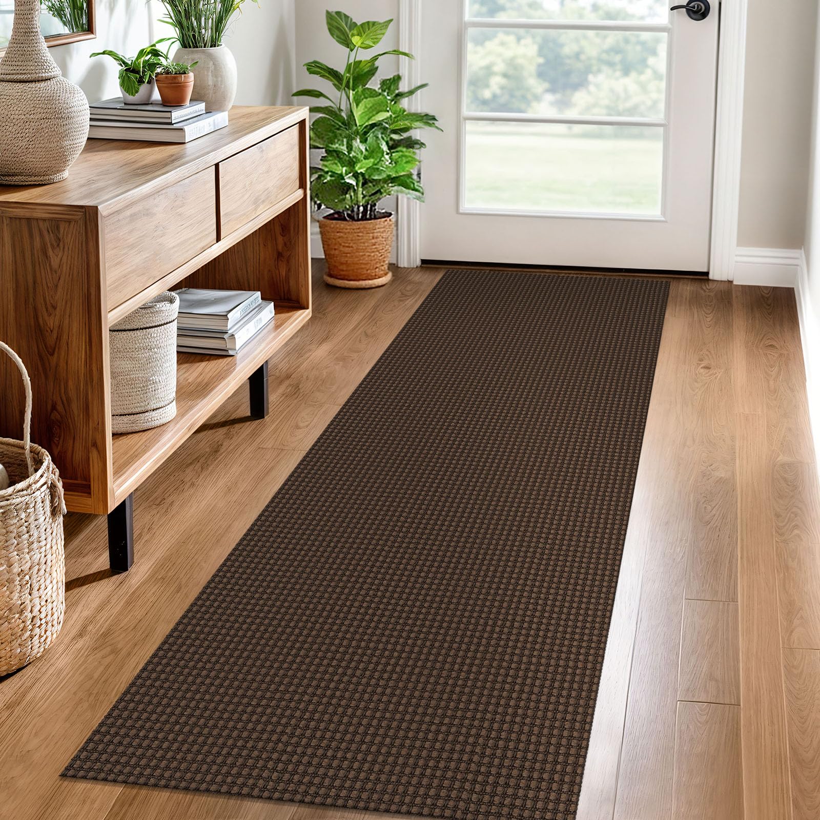 EARTHALL Woven Area Rug 4x6 Ft Washable Rugs for Entryway Non Slip Braided Throw Rugs Bedroom Carpet Cotton Entry Rug Cotton Floor Carpets for Bedroom Dining Room Living Room, Orange/Tan/Brown