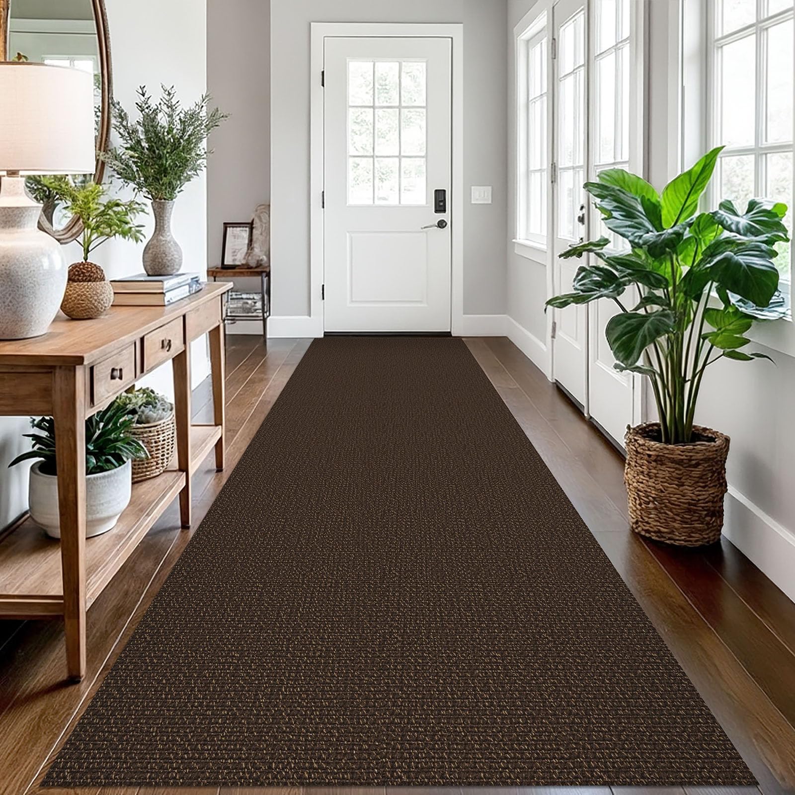 EARTHALL Washable Area Rug 4x6 Ft Non Slip Rugs for Entryway Braided Rubber Backed Bedroom Carpet Cotton Entry Rug Woven Floor Carpets for Bedroom Dining Room Living Room, Send/Beige