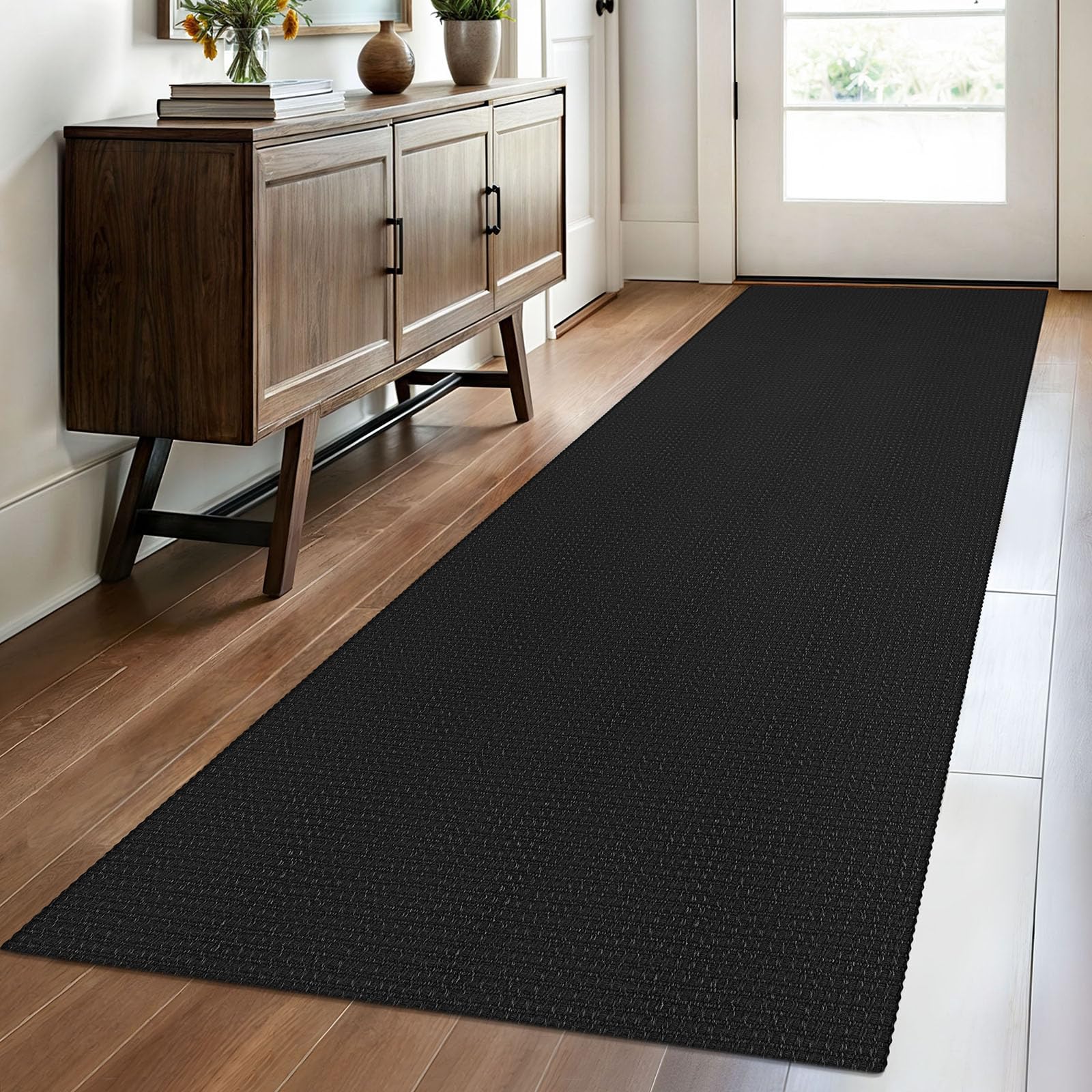 EARTHALL Woven Area Rug 4x6 Ft Washable Rugs for Entryway Non Slip Braided Throw Rugs Bedroom Carpet Cotton Entry Rug Cotton Floor Carpets for Bedroom Dining Room Living Room, Orange/Tan/Brown
