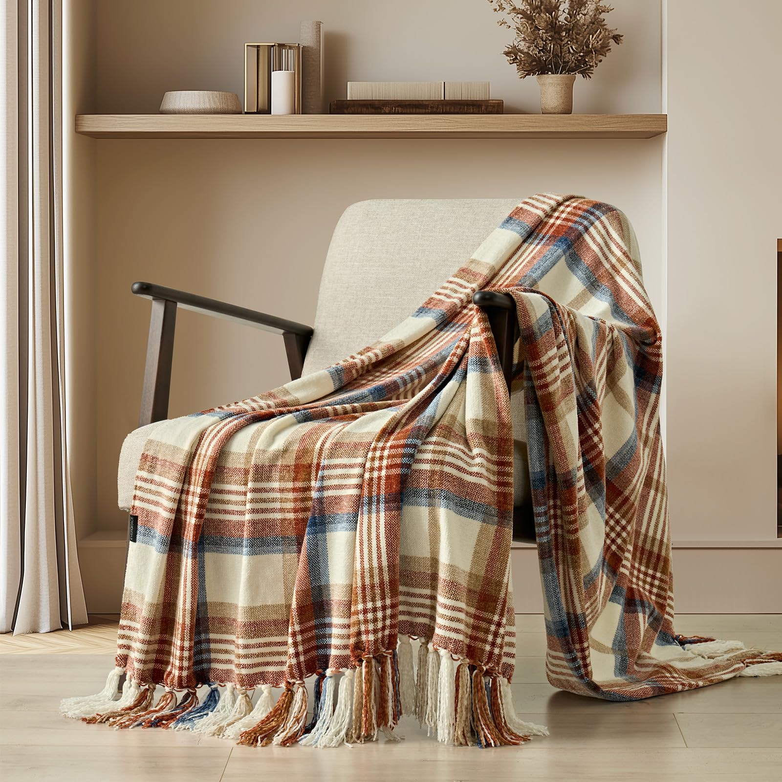EverGrace Soft Chenille Bed Blanket Queen Size for Bed, Cozy Plush Fuzzy Lightweight Decorative Chenille Knit Throw Blanket with Tassels for Couch Sofa Gift Home Decor, Taupe 90"x90"