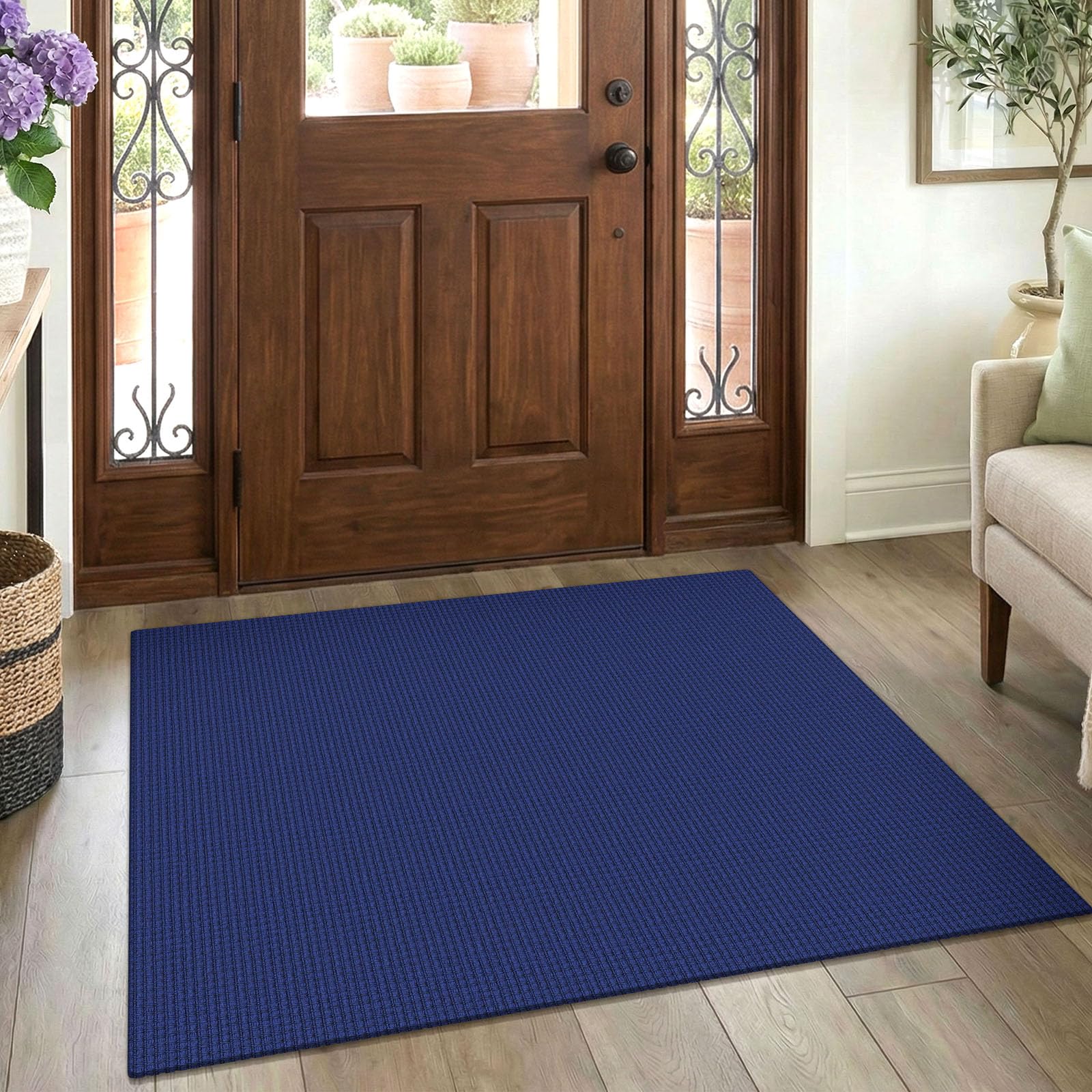 EARTHALL Woven Area Rug 4x6 Ft Washable Rugs for Entryway Non Slip Braided Throw Rugs Bedroom Carpet Cotton Entry Rug Cotton Floor Carpets for Bedroom Dining Room Living Room, Orange/Tan/Brown