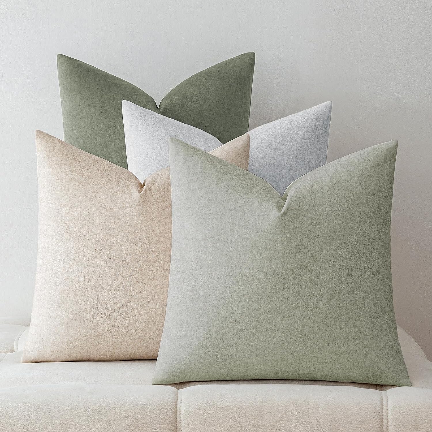 a moment Waterproof Throw Pillow Covers Set of 4,20x20 Inch Outdoor Stain Resistant Pet Friendly Pillowcases Cushion Covers for Patio Sofa and Living Room,Green