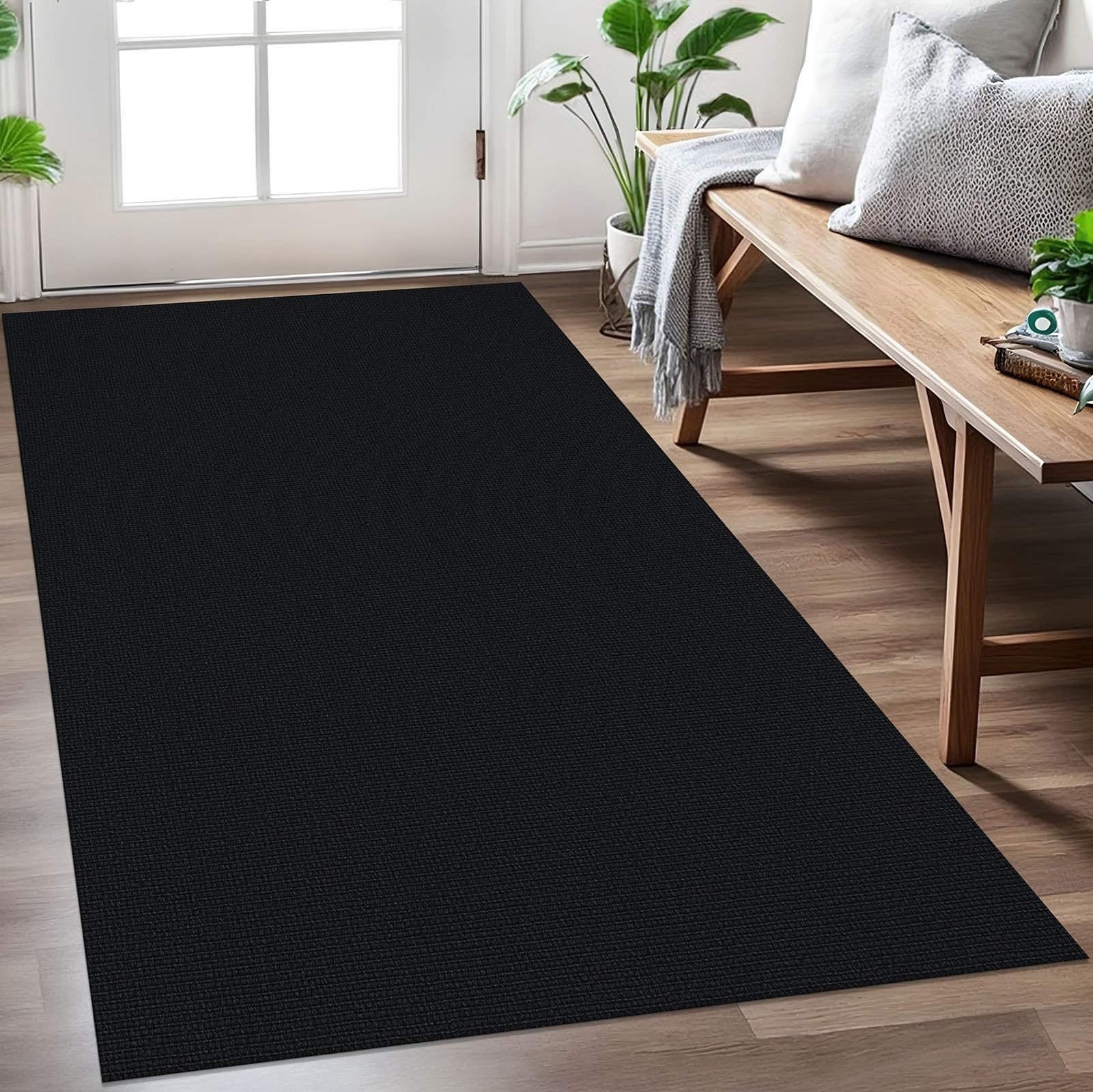 EARTHALL Washable Area Rug 4x6 Ft Non Slip Rugs for Entryway Braided Rubber Backed Bedroom Carpet Cotton Entry Rug Woven Floor Carpets for Bedroom Dining Room Living Room, Send/Beige