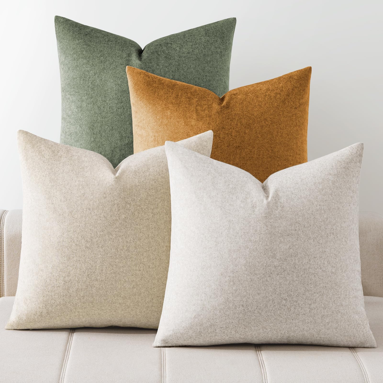 a moment Waterproof Throw Pillow Covers Set of 4,20x20 Inch Outdoor Stain Resistant Pet Friendly Pillowcases Cushion Covers for Patio Sofa and Living Room,Green