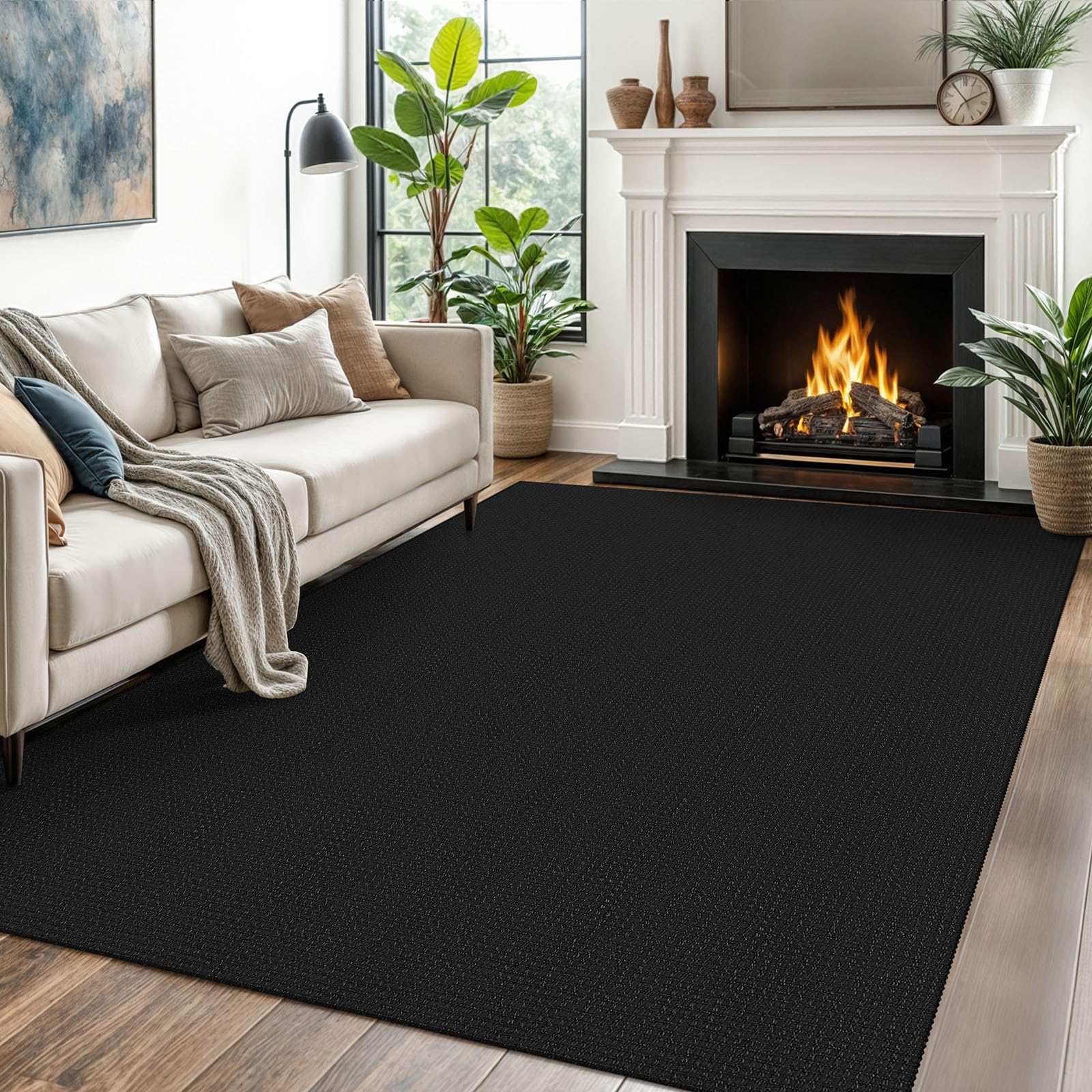EARTHALL Woven Area Rug 4x6 Ft Washable Rugs for Entryway Non Slip Braided Throw Rugs Bedroom Carpet Cotton Entry Rug Cotton Floor Carpets for Bedroom Dining Room Living Room, Orange/Tan/Brown