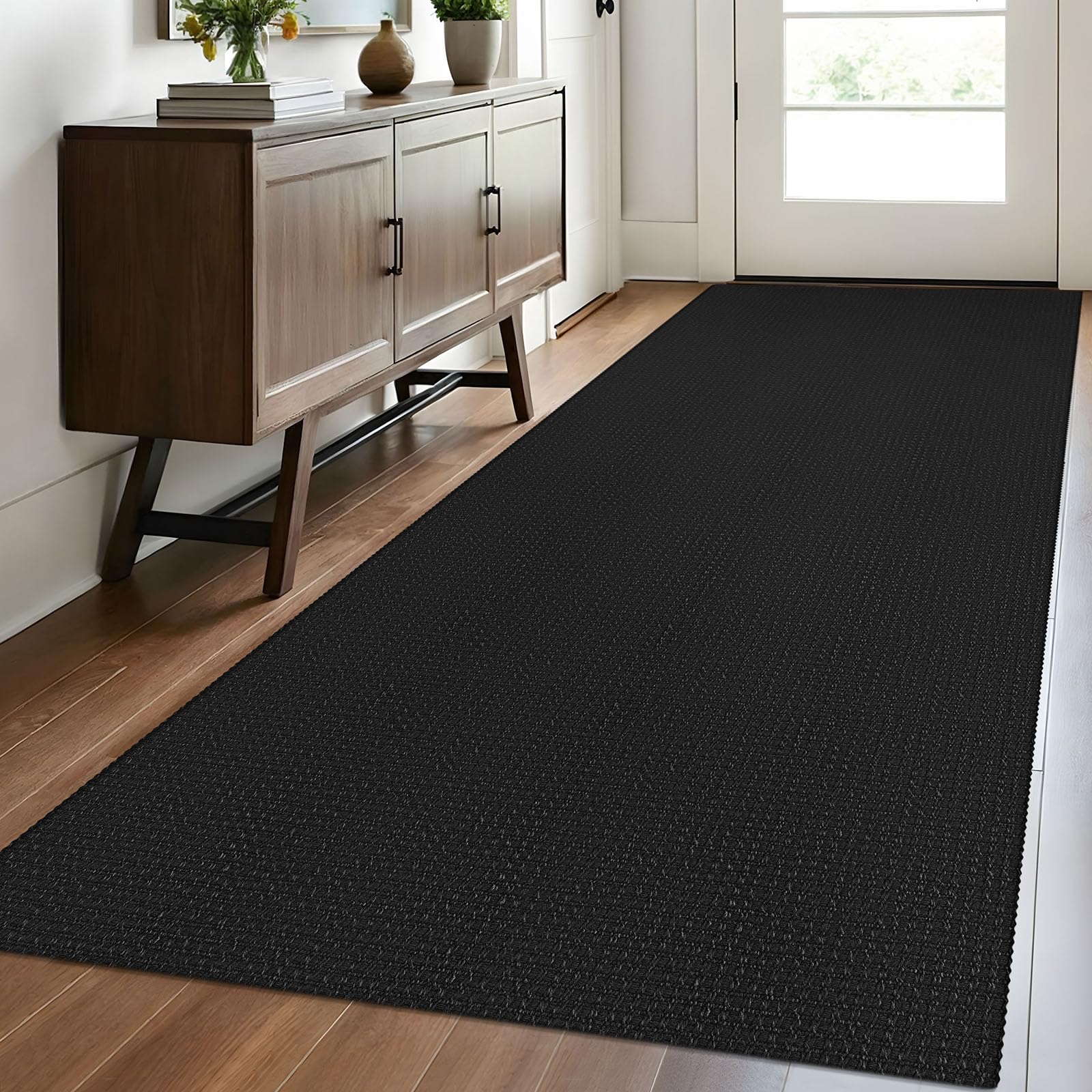 EARTHALL Woven Area Rug 4x6 Ft Washable Rugs for Entryway Non Slip Braided Throw Rugs Bedroom Carpet Cotton Entry Rug Cotton Floor Carpets for Bedroom Dining Room Living Room, Orange/Tan/Brown