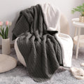 NTBAY Cotton Cable Knit Sherpa Throw Blanket for Couch (51"x67"), Soft Warm Fleece Knitted Throw for Bed, Sofa, Chair - Extra Cozy, Machine Washable, Comfortable Home Decor, Khaki