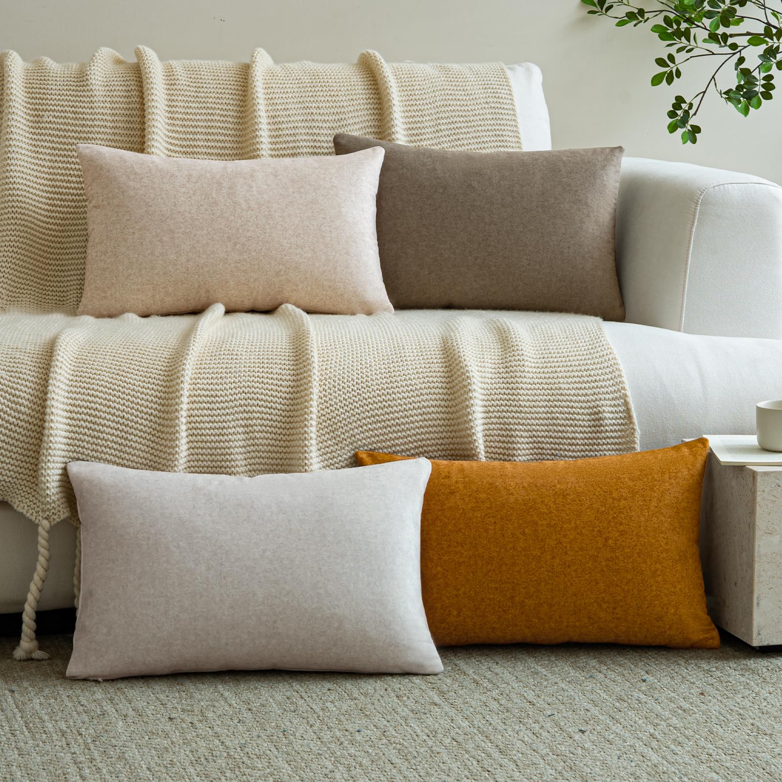 a moment Waterproof Throw Pillow Covers Set of 4,20x20 Inch Outdoor Stain Resistant Pet Friendly Pillowcases Cushion Covers for Patio Sofa and Living Room,Green