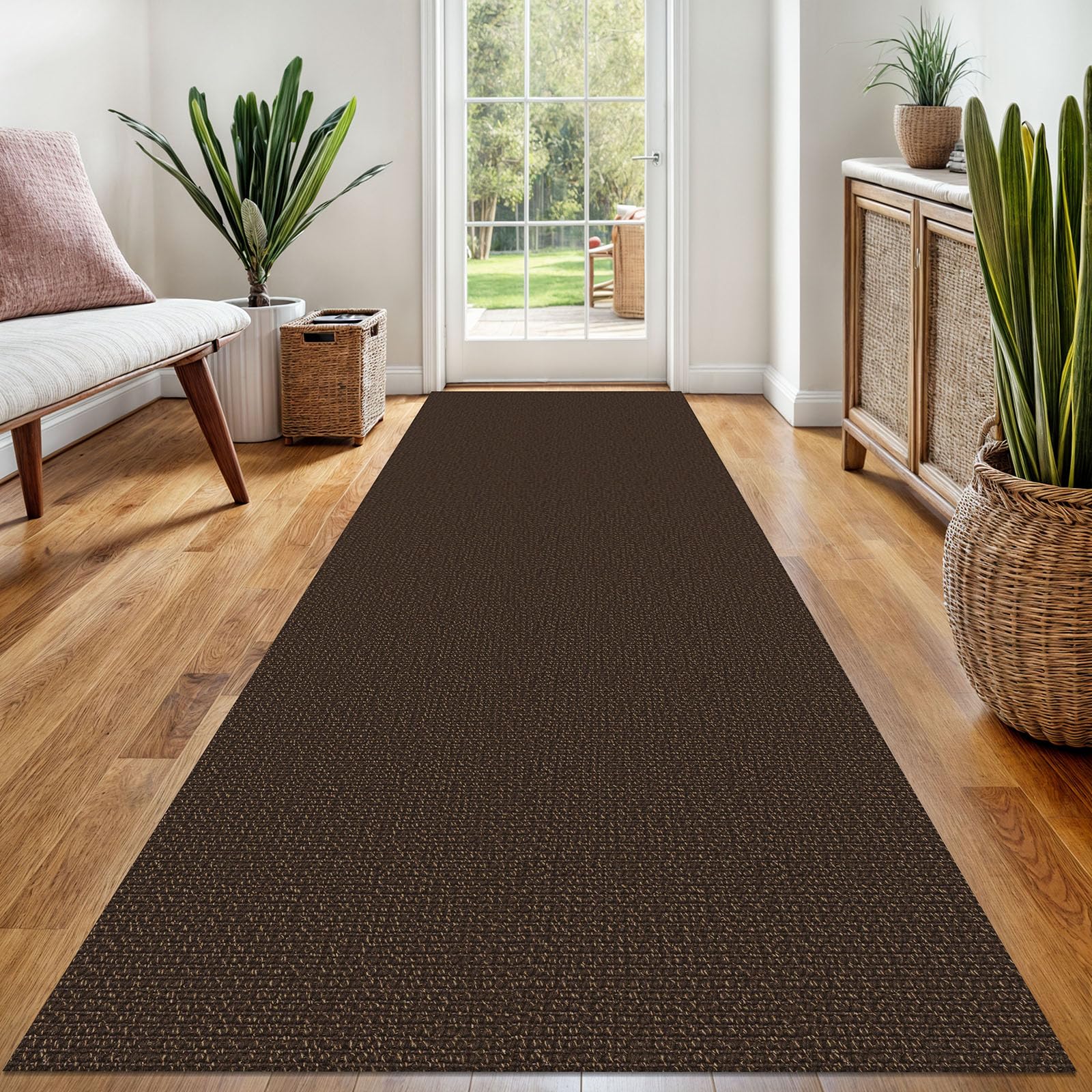 EARTHALL Washable Area Rug 4x6 Ft Non Slip Rugs for Entryway Braided Rubber Backed Bedroom Carpet Cotton Entry Rug Woven Floor Carpets for Bedroom Dining Room Living Room, Send/Beige