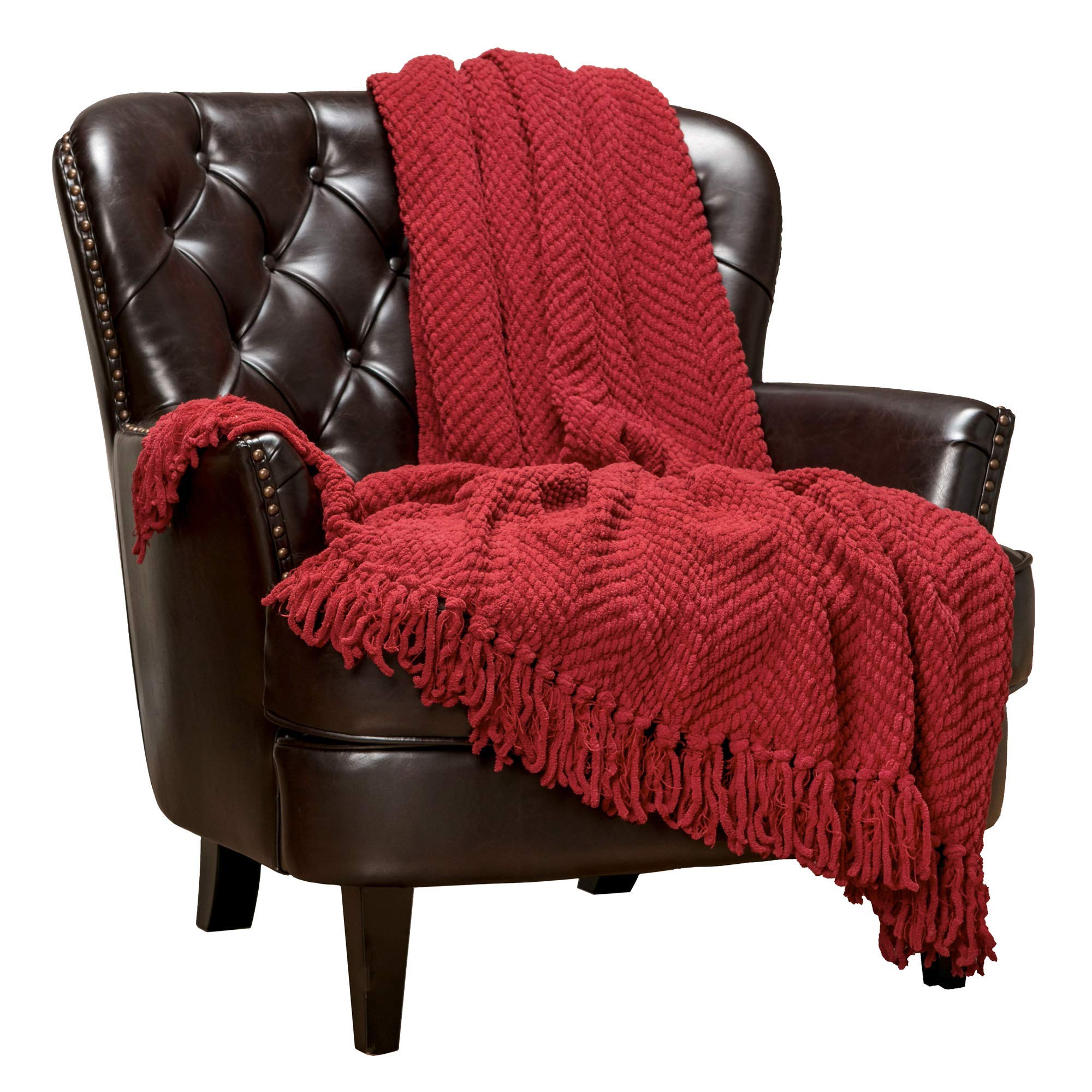Chanasya Premium Textured Knit Throw Blanket with Tassels - Soft, Cozy Blanket for Couch, Bed, Living Room - 50" x 65” - Tan Sage
