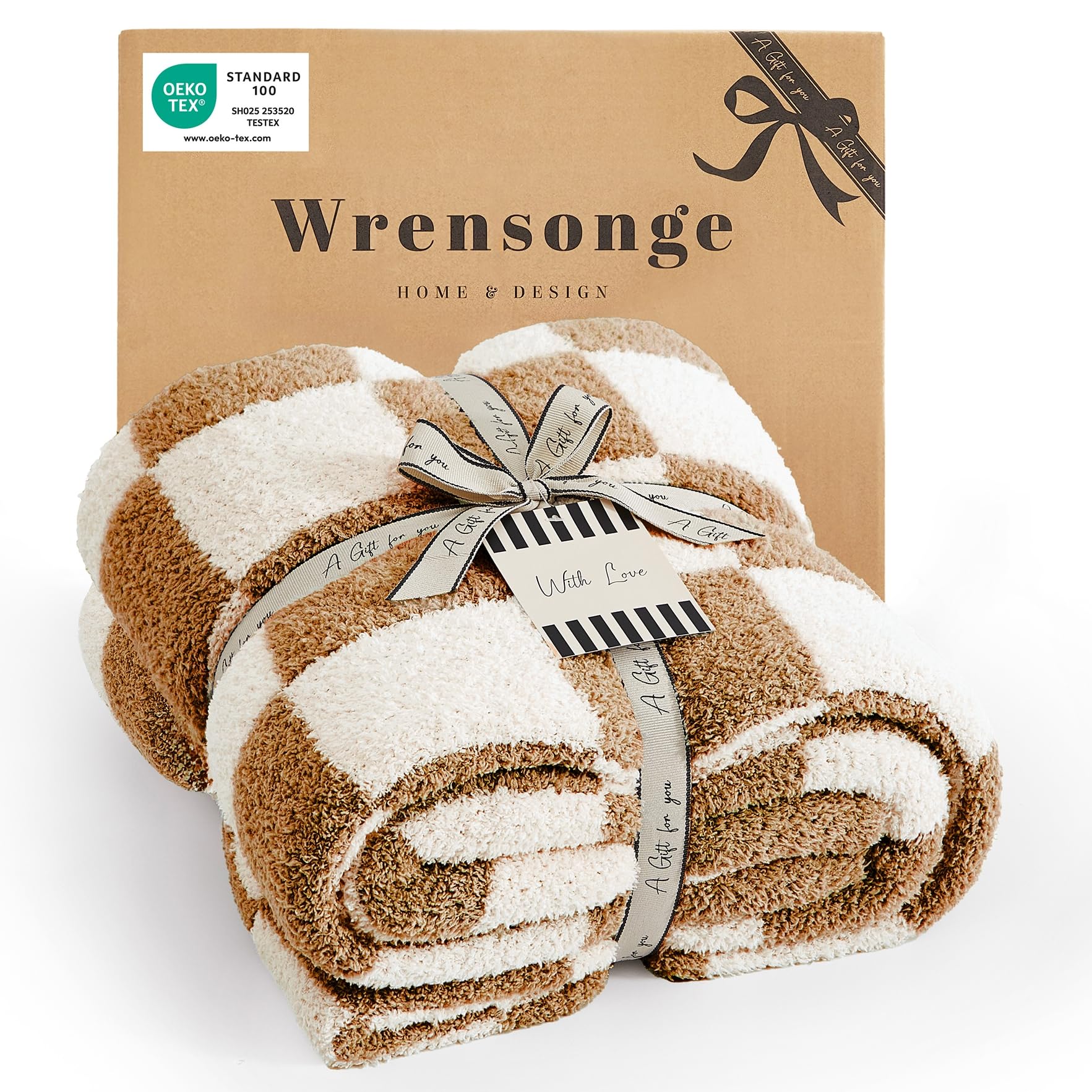 WRENSONGE Throw Blanket Cationic Dyeing Taupe Soft Cozy Fluffy Warm Hand Made Throw Blankets for Couch, Sofa, Chair, Bed, Camping, Picnic, Travel Lightweight Bed Blanket - 50"*60"