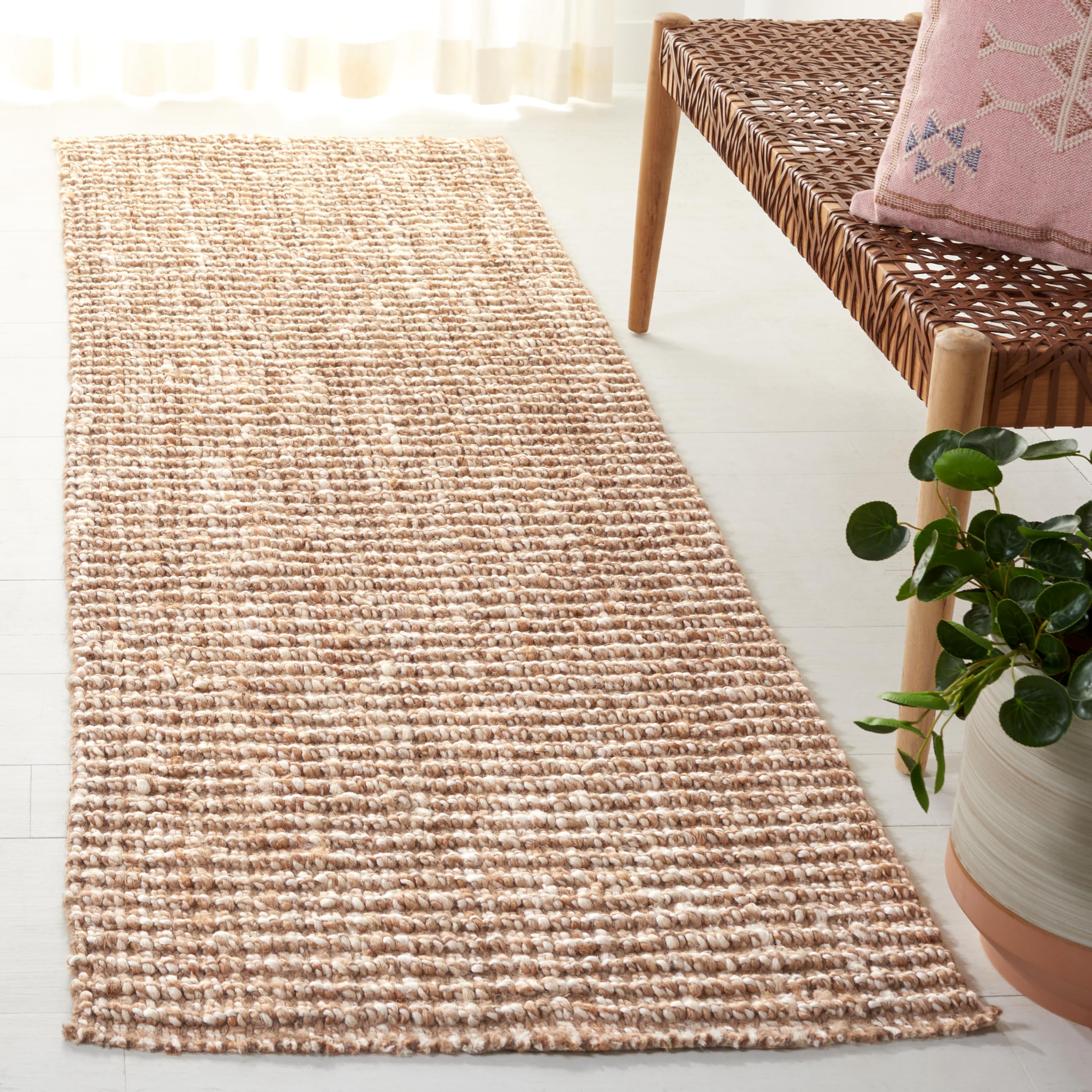 SAFAVIEH Area Rug 8x10 - Natural Fiber Collection - Large - Natural Brown, Handmade Jute, Farmhouse Style, Chunky Textured Thick Pile (NF447A)