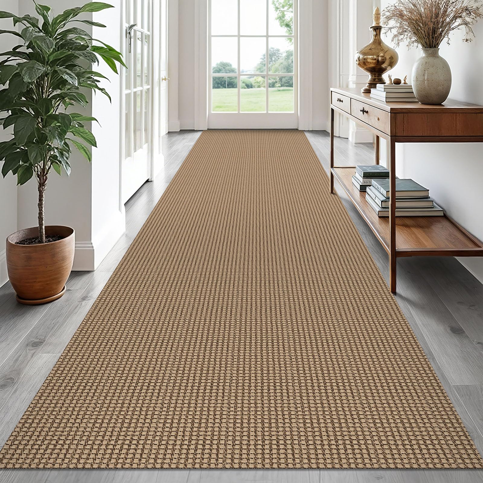 EARTHALL Woven Area Rug 4x6 Ft Washable Rugs for Entryway Non Slip Braided Throw Rugs Bedroom Carpet Cotton Entry Rug Cotton Floor Carpets for Bedroom Dining Room Living Room, Orange/Tan/Brown