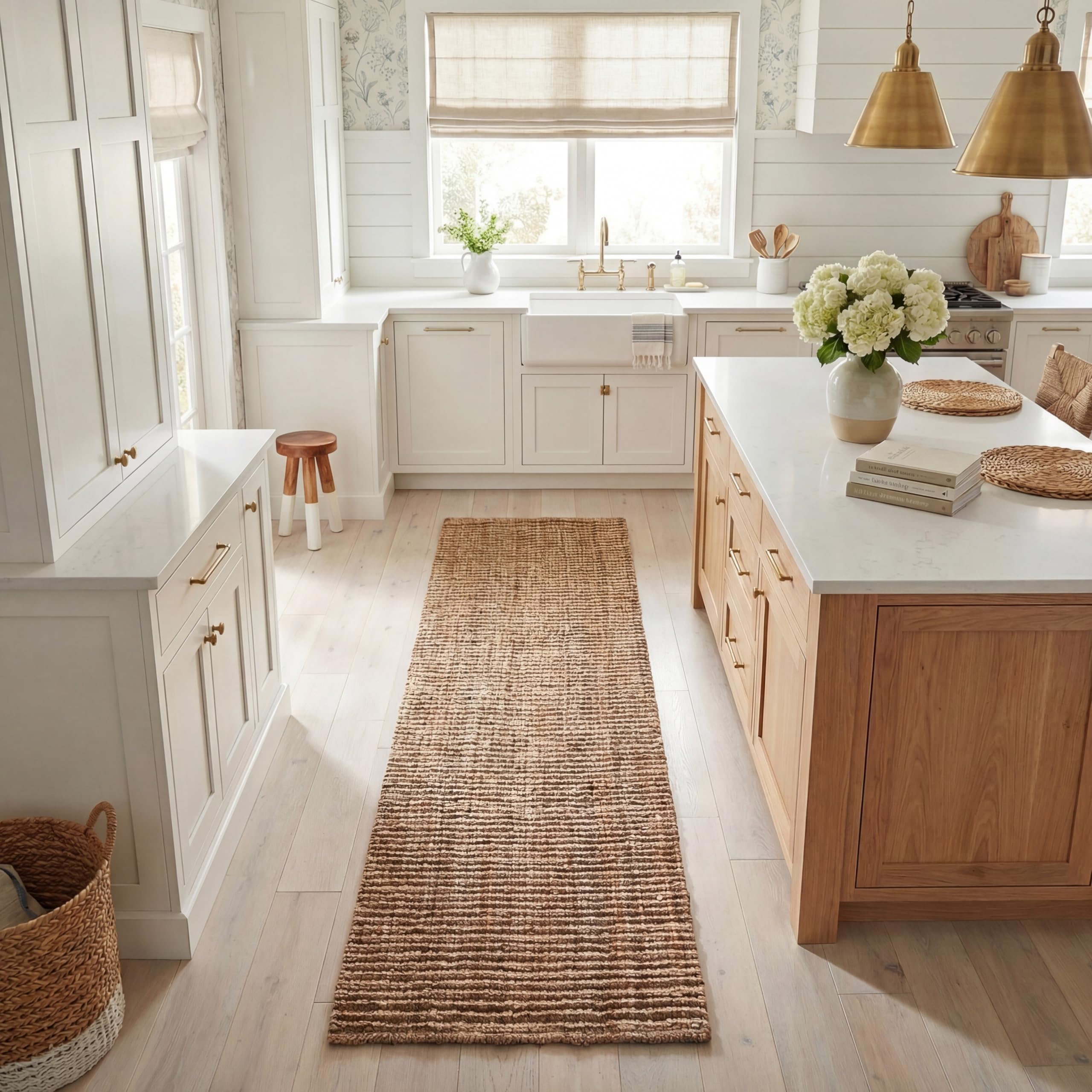 SAFAVIEH Area Rug 8x10 - Natural Fiber Collection - Large - Natural Brown, Handmade Jute, Farmhouse Style, Chunky Textured Thick Pile (NF447A)