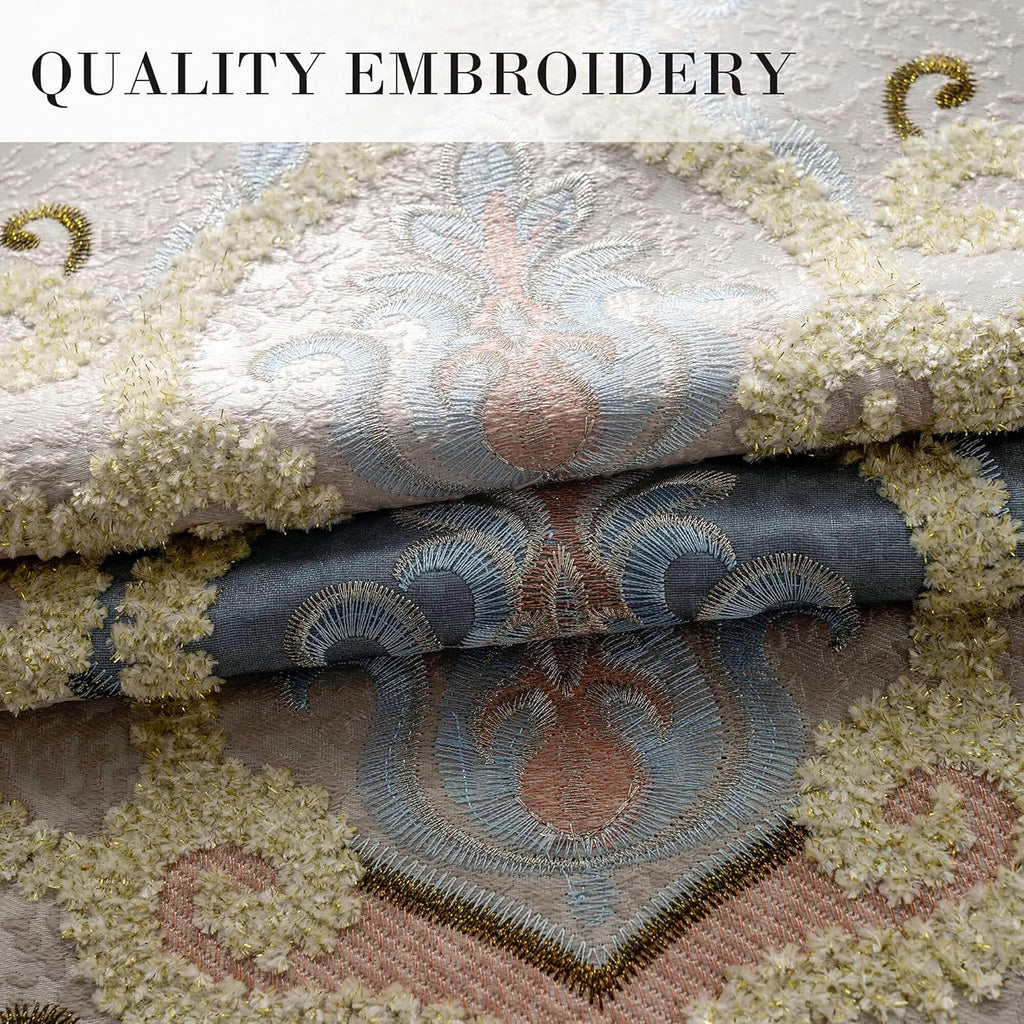 VOGOL Embroidered Curtains 84 inches Long Grommet Window Treatment Voile Panel Drape for Living Room Kitchen, Two Panels, W54 x L84 inch