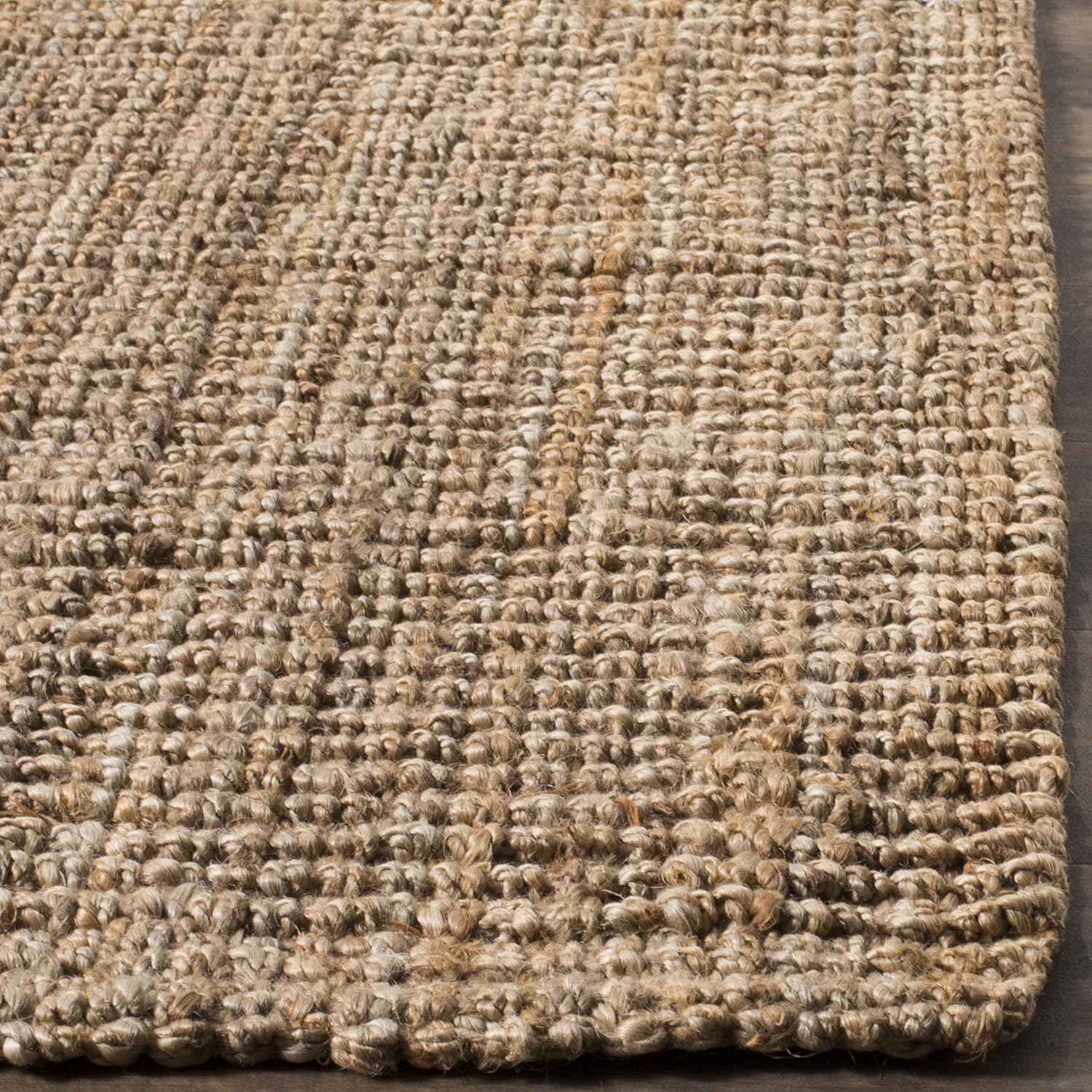 SAFAVIEH Area Rug 8x10 - Natural Fiber Collection - Large - Natural Brown, Handmade Jute, Farmhouse Style, Chunky Textured Thick Pile (NF447A)