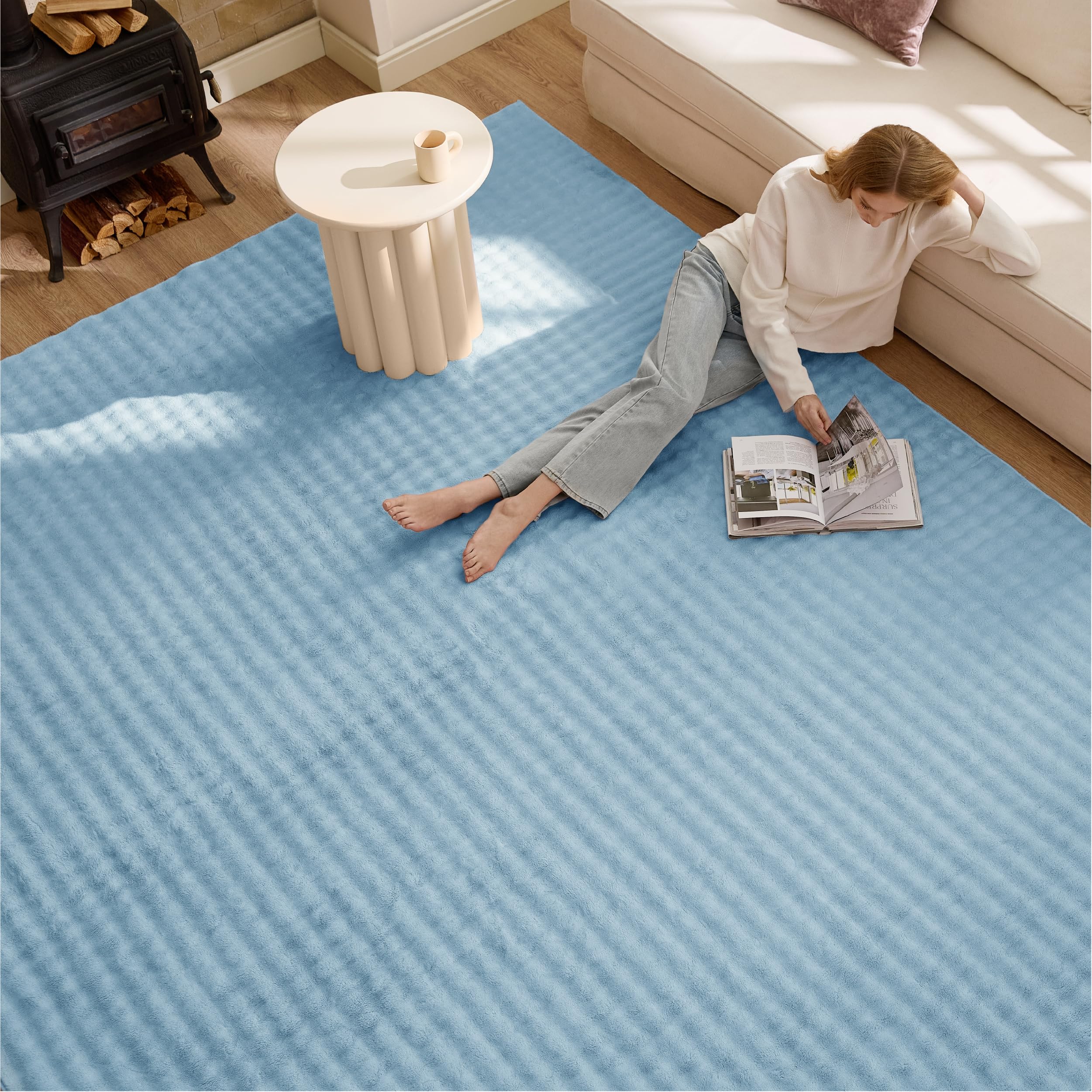 Bedsure 5x7 Printed Jute-Look Rug for Living Room, Machine Washable Rugs, Jute-Look Rug, Non-Slip Backing, Non-Shedding