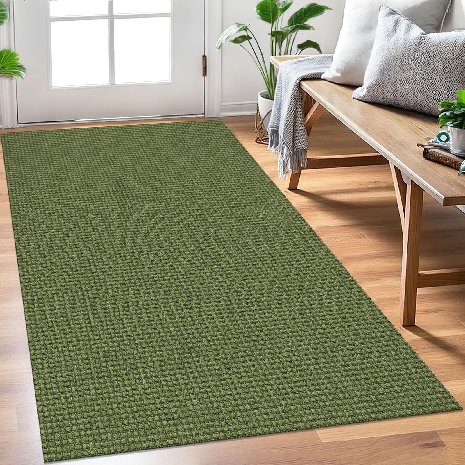 EARTHALL Woven Area Rug 4x6 Ft Washable Rugs for Entryway Non Slip Braided Throw Rugs Bedroom Carpet Cotton Entry Rug Cotton Floor Carpets for Bedroom Dining Room Living Room, Orange/Tan/Brown