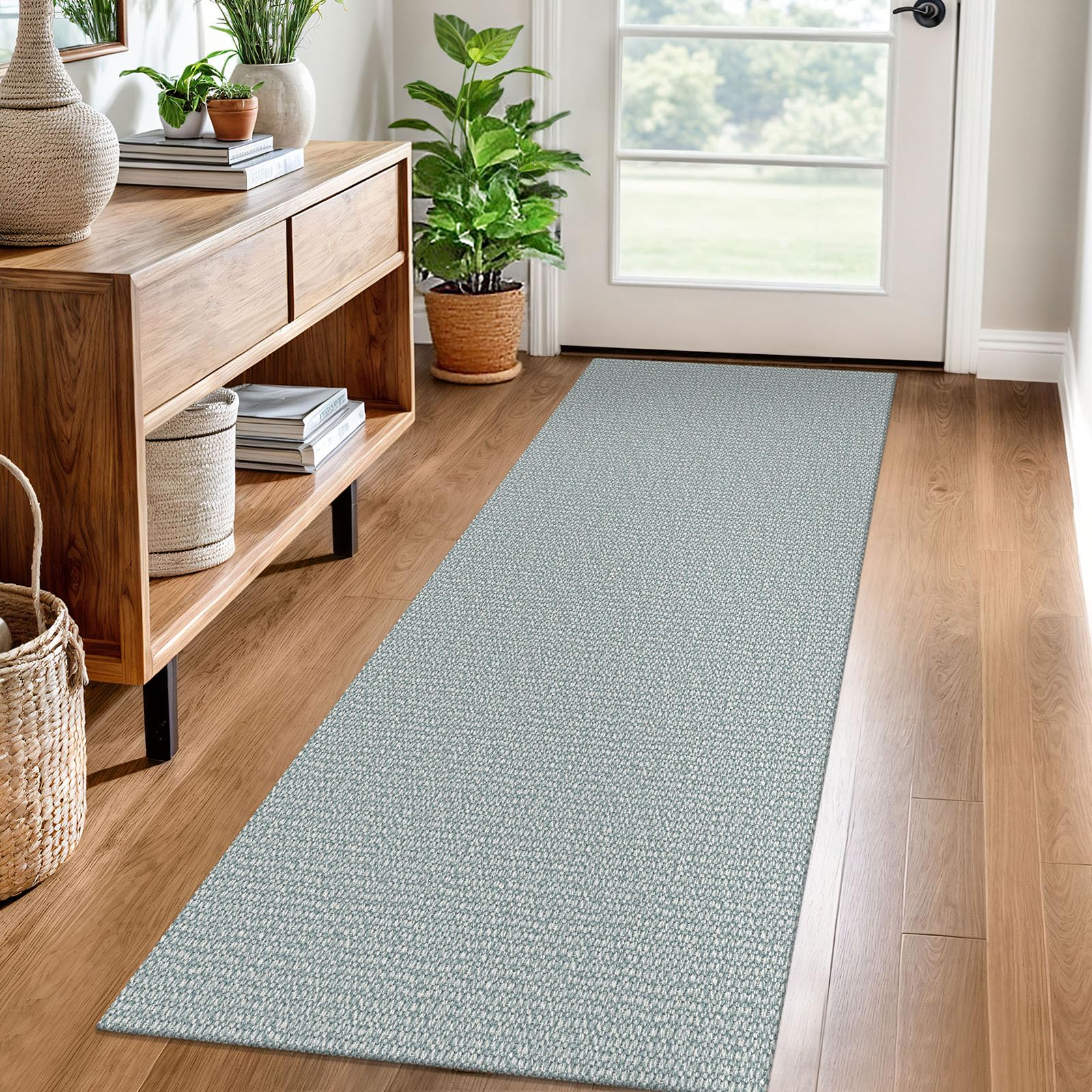 EARTHALL Washable Area Rug 4x6 Ft Non Slip Rugs for Entryway Braided Rubber Backed Bedroom Carpet Cotton Entry Rug Woven Floor Carpets for Bedroom Dining Room Living Room, Send/Beige