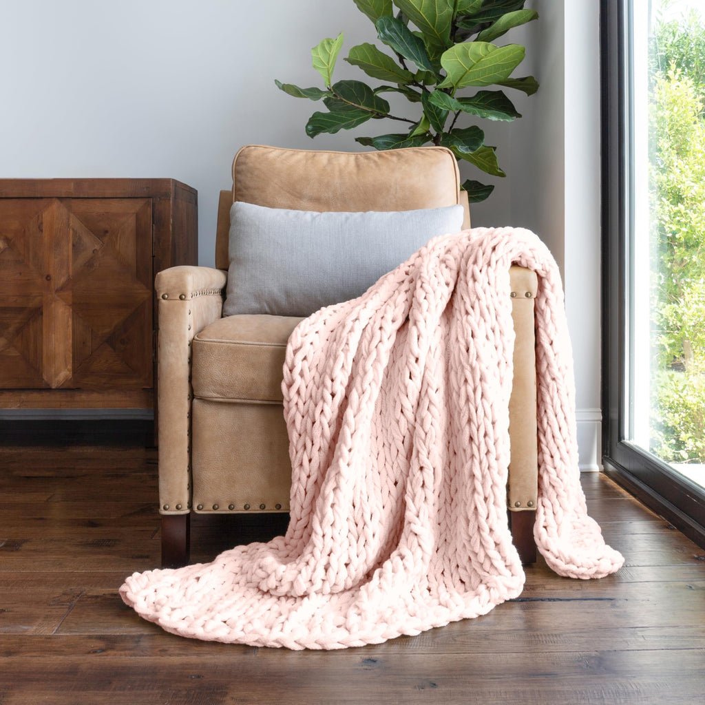 Linen Market Beddings Oversized Chunky Knit Throw Blanket-100% Ultra-Soft Acrylic Hypoallergenic - 47'' x 59'' Cozy Home Accent for Snuggling, Lounging, and Stylish Décor (Light Blue)