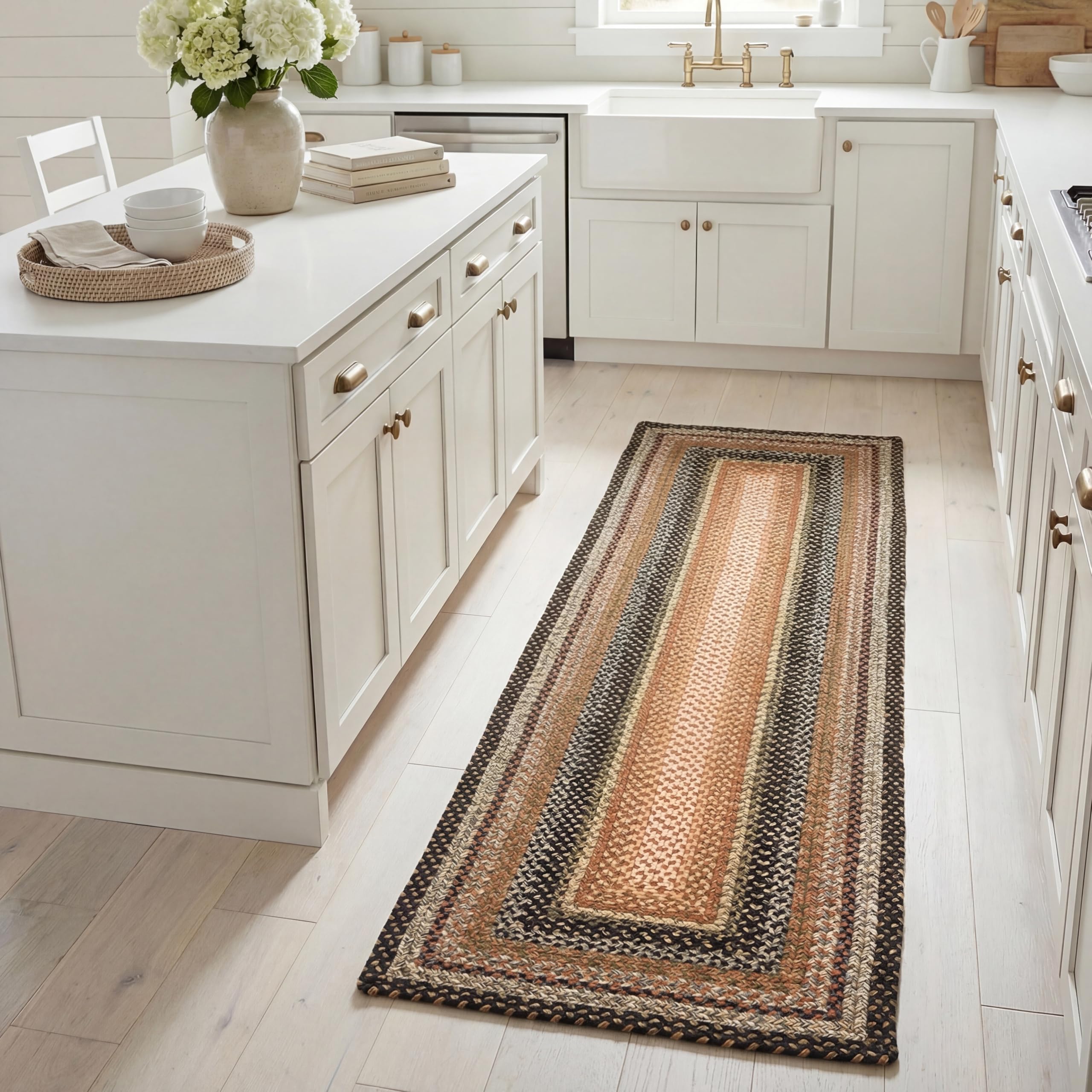 SAFAVIEH Washable Rug Outdoor Braided Collection - 5' x 8' Oval, Multi, Handmade & Reversible, Non-Shedding & Easy to Clean, Ideal for Patio, Backyard, Mudroom (BRD308A)