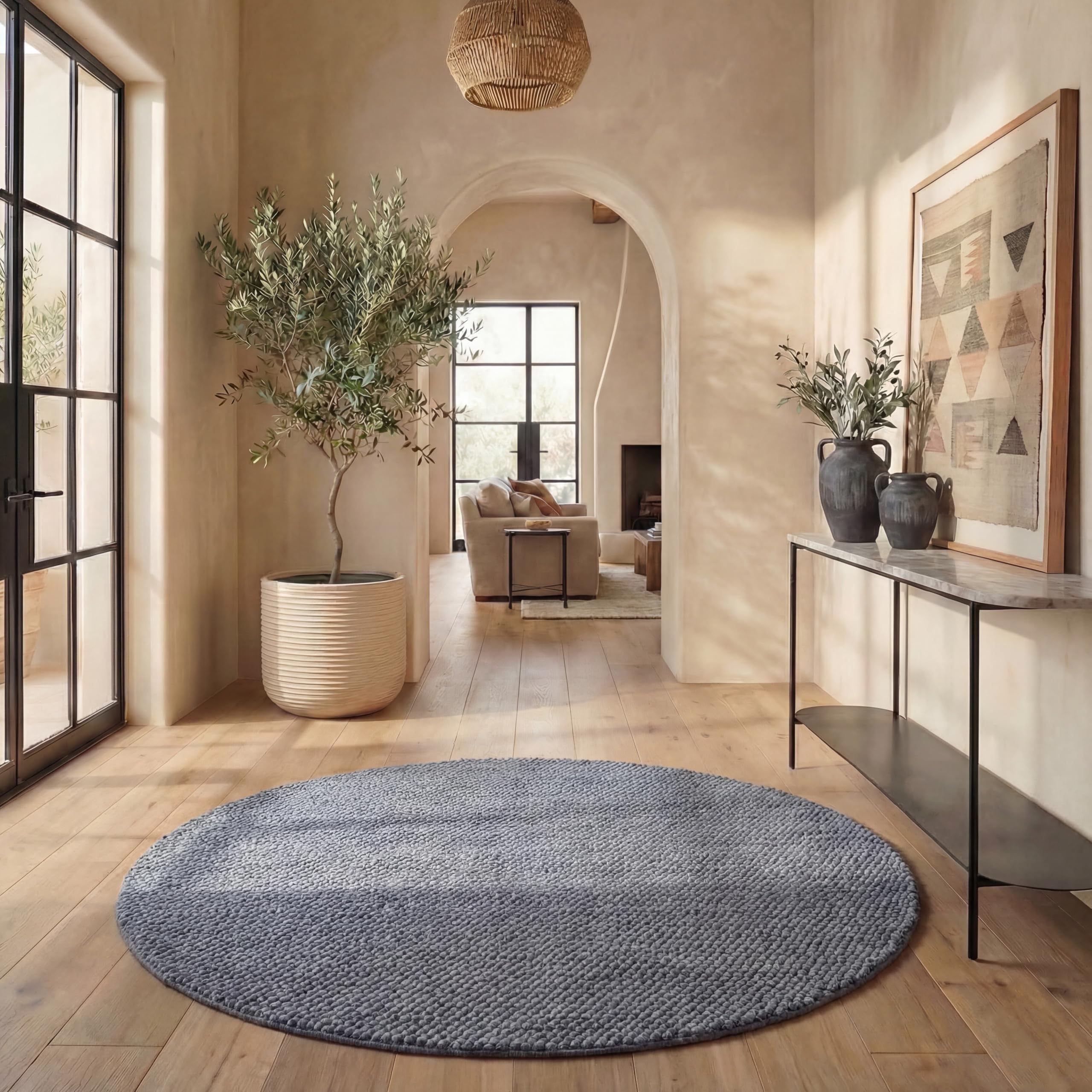 SAFAVIEH Area Rug 5x8 - Natura Collection - Beige & Ivory, Handmade Wool Blend, Textured Design, Ideal for Living Room, Bedroom, Dining Space (NAT425B)