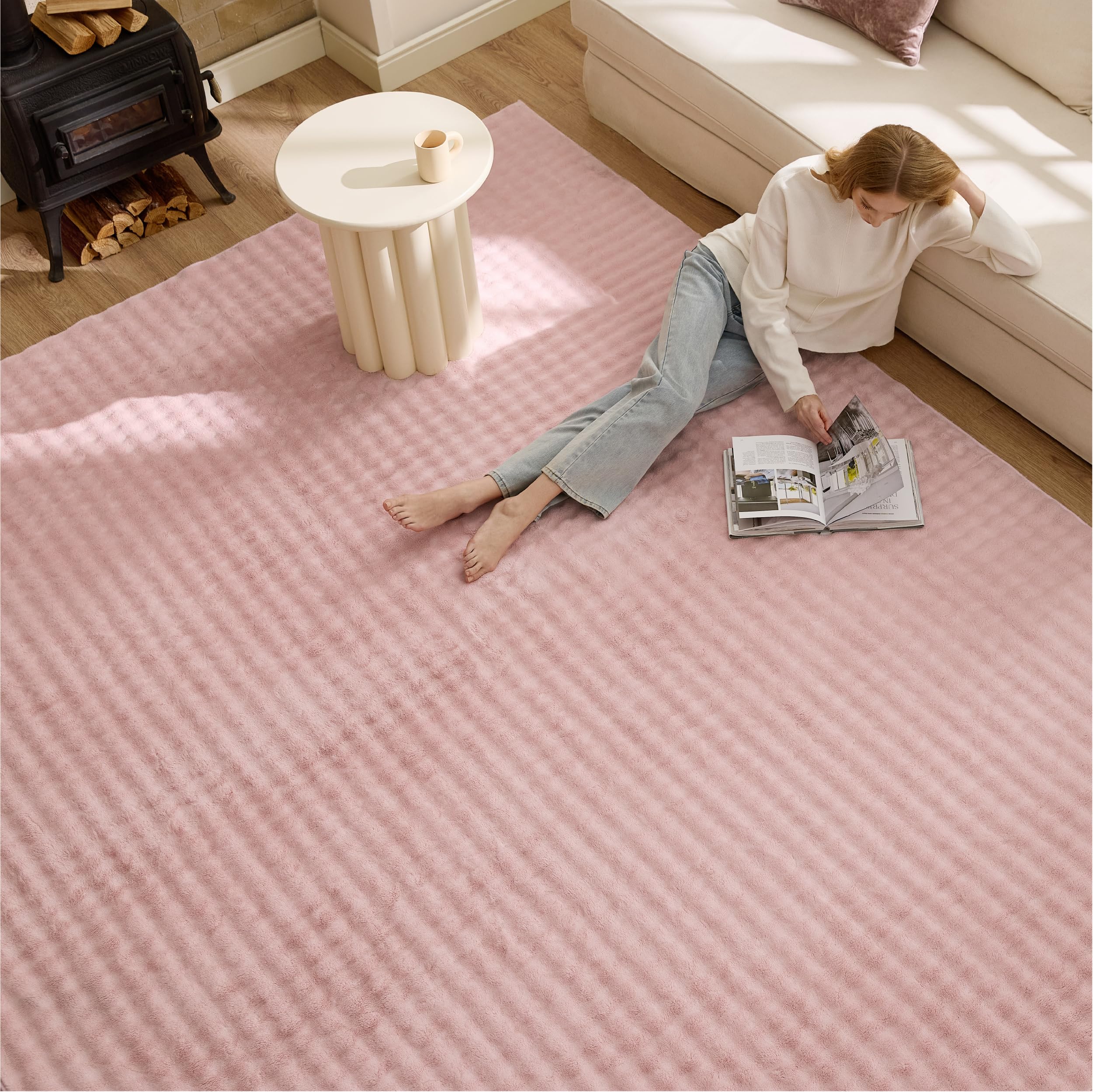 Bedsure 5x7 Printed Jute-Look Rug for Living Room, Machine Washable Rugs, Jute-Look Rug, Non-Slip Backing, Non-Shedding